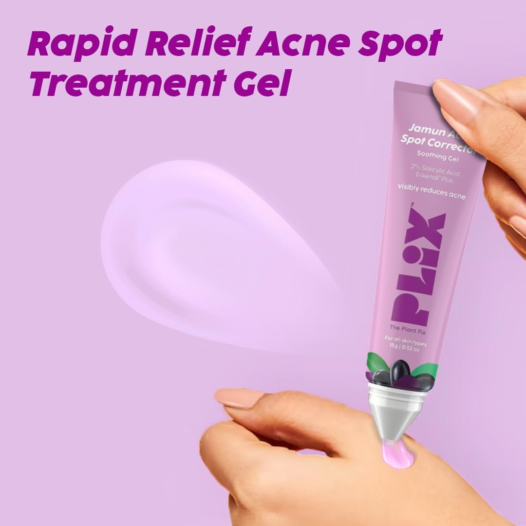 The Plant Fix Plix Jamun Acne Spot Corrector Gel For Reducing Active Acne | Day & Night Gel | Controls Oil & Soothes Inflammation | For Men & Women | 15g thumbnail