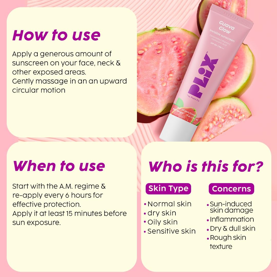 PLIX THE PLANT FIX Glow Invisible Sunscreen (15gm)| No White Cast | UV Protection | Dewy Sunscreen | Vitamin C & Guava Extract | Broad Spectrum Protection | SPF 50 PA +++ | For Daily Use thumbnail