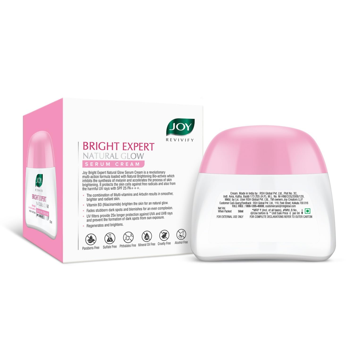 Joy Brightening Face Cream with SPF 25 PA+++ & Niacinamide - Ultra Light & Non Sticky | Summer Face Cream For Natural Glowing Skin & Sun Protection 50ml thumbnail