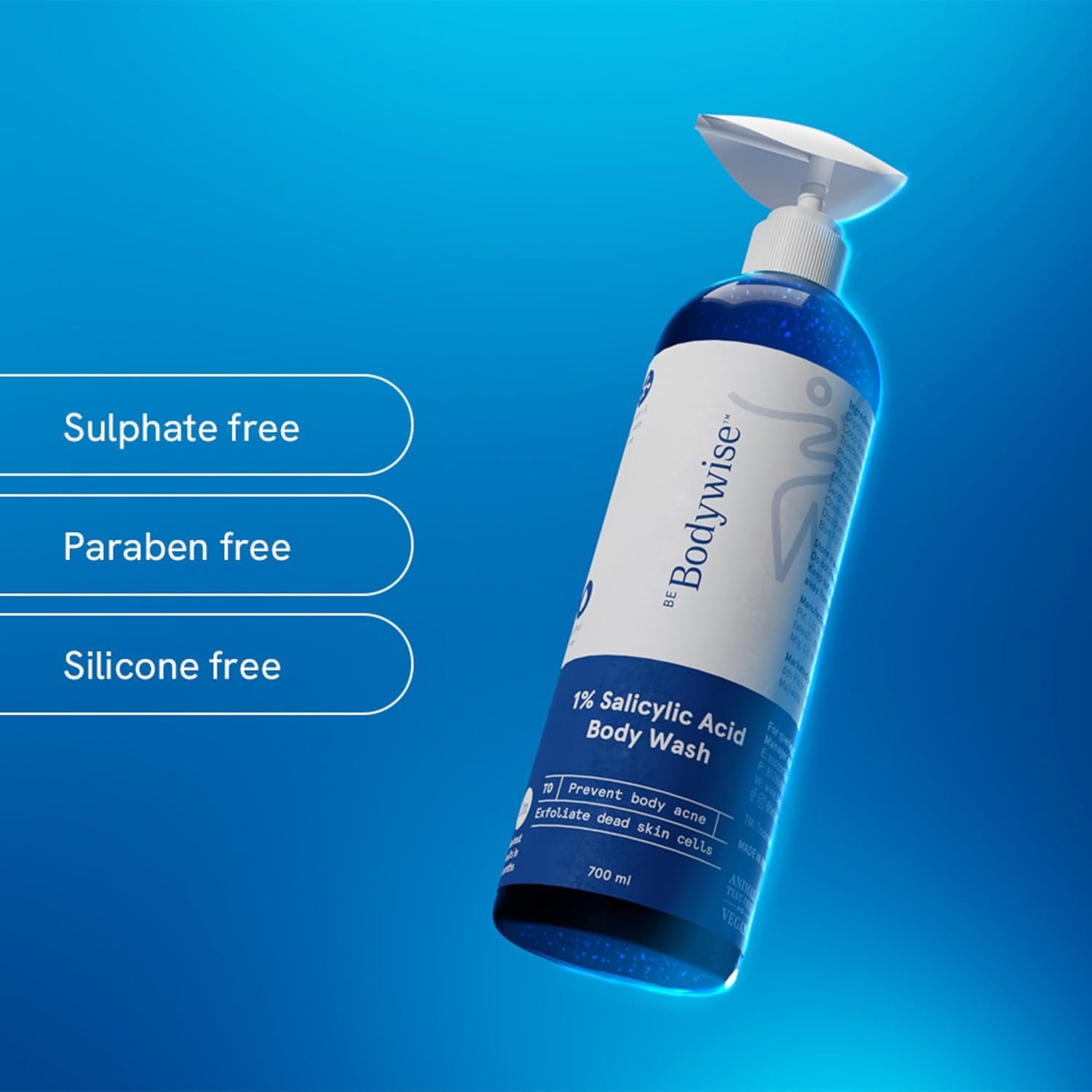 Be Bodywise 1% Salicylic Acid Body Wash 700ml | Prevents Body Acne, Bumpy skin, Exfoliates & Deep cleanses skin | Paraben & SLS free | Suitable for all skin types | Body Shower Gel thumbnail