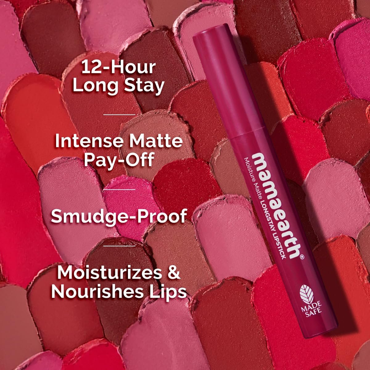 Mamaearth Moisture Matte Longstay Lipstick With Avocado Oil & Vitamin E For 12 Hour Long Stay-12 Berrylicious Magenta - 2 G thumbnail