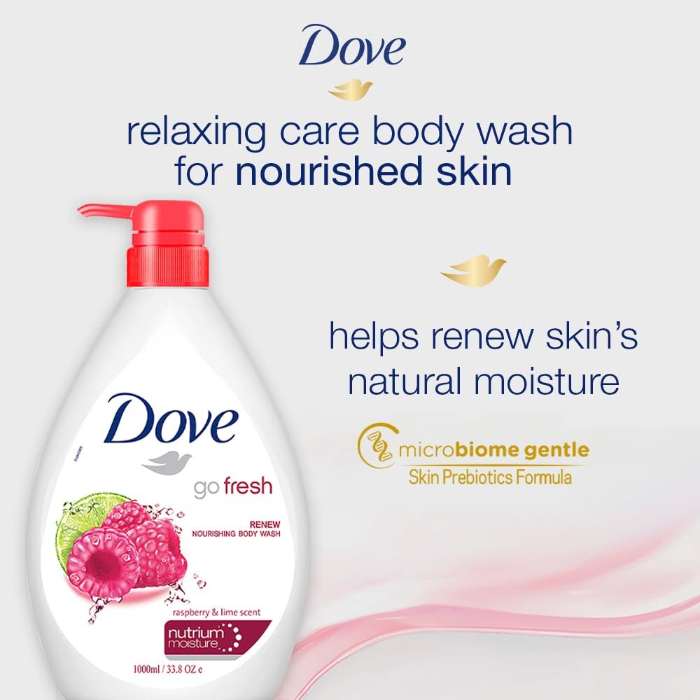 Dove Renewing Raspberry Body Wash with Lime for Renewed Skin, Refreshing Scent, 1L thumbnail
