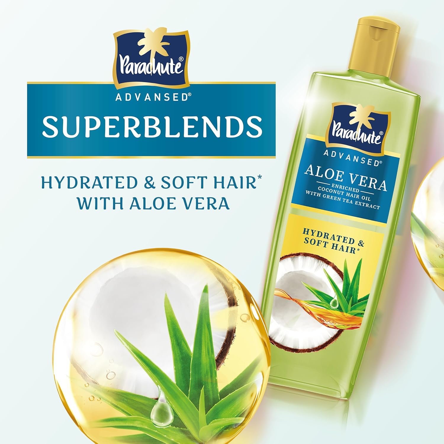 Parachute Advansed Aloe Vera Enriched Coconut Hair Oil for Hydrated & Soft Hair | Intense Nourishment for Locking in Moisture - 300 ML thumbnail
