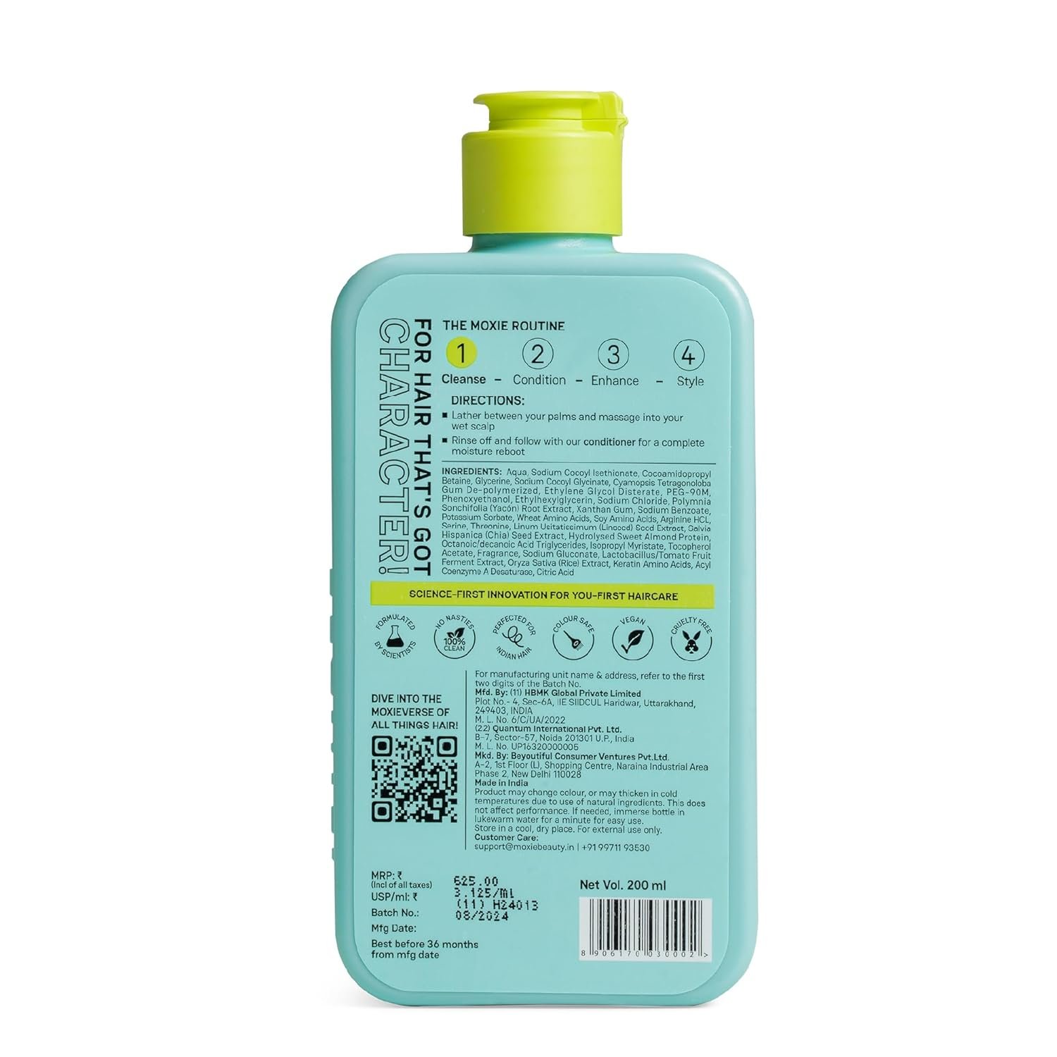 Moxie Beauty Gentle Cleansing Shampoo 200 ml Sulphate-Free Shampoo | Yacon Root & Sweet Almond Protein | Deep Cleansing, Hydration & Softer Hair thumbnail