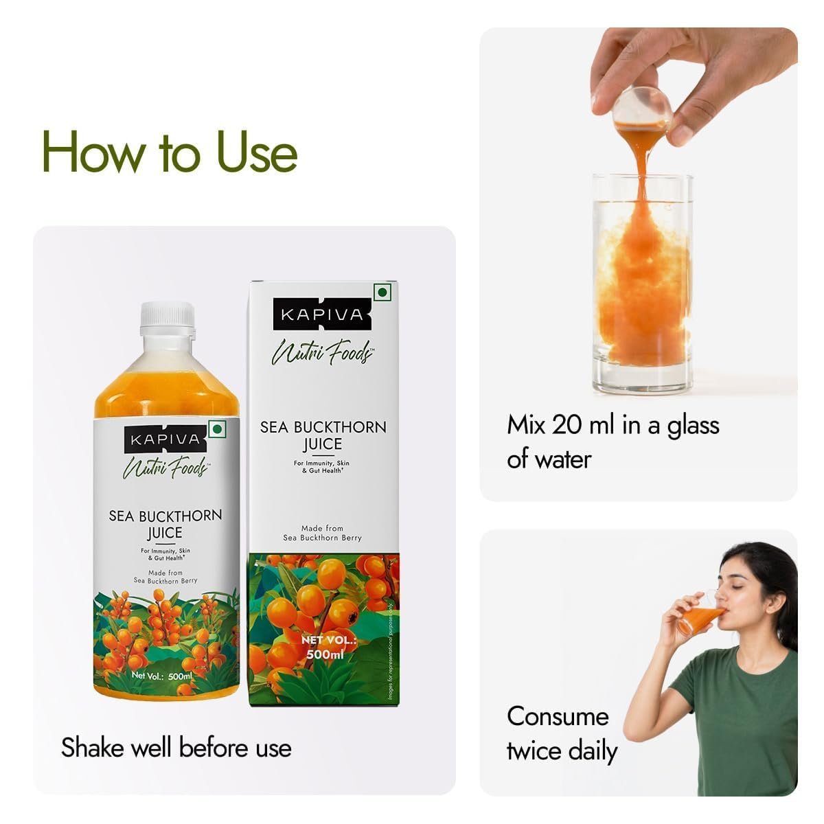Kapiva Sea Buckthorn Juice – 500ml | Omega 7-Rich Superfruit | Supports Immunity, Glowing Skin & Gut Health | With Omega 3, 6 & 9 thumbnail