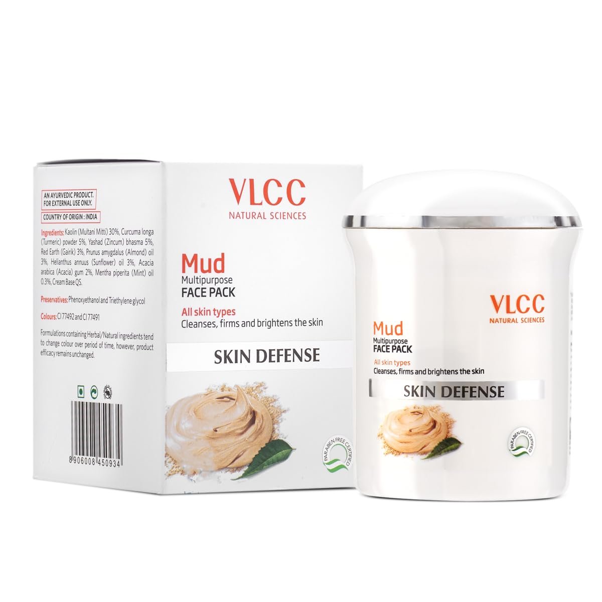 VLCC Skin Defense Mud Face Pack - 70g | Healing & Rejuvenating Mask | Helps Cleanse, Firm & Brighten Skin with Kaolin Clay, Almond & Mint Oil thumbnail