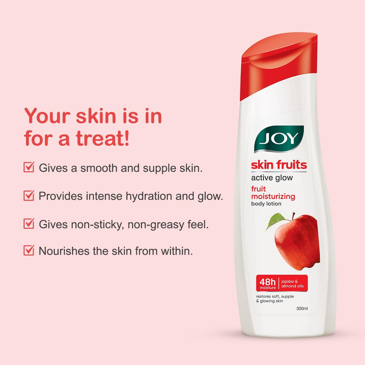 Joy Skin Fruits Lightweight Body Lotion 300ml | with Almond Oil & Jojoba Oil | Suitable For Winter | Non Sticky & Non Greasy Body Lotion For All Skin Types thumbnail