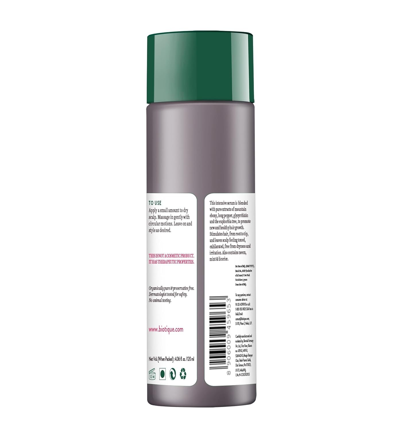 Biotique Bio Mountain Ebony Vitalizing Serum | Prevents Hair Fall & Soothes Scalp| Promotes Hair Growth | 100% Botanical Extracts | Suitable for All Skin Types | 120ml thumbnail