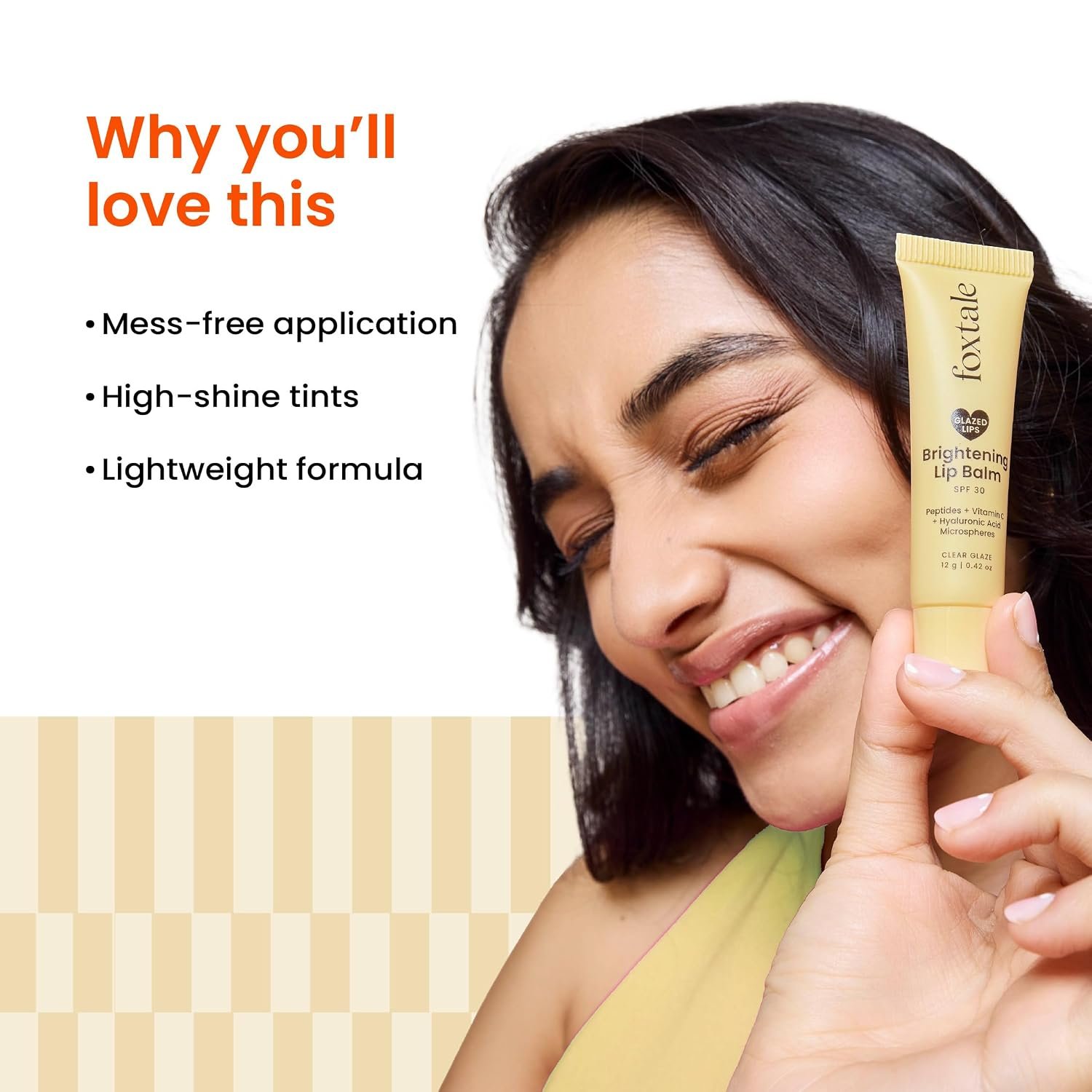 Foxtale SPF 30 Brightening Lip Balm for Dark Lips with Peptides & Vitamin C | Brightens | Hydrates | Tinted Lip Balm - Clear Glaze 12gm thumbnail