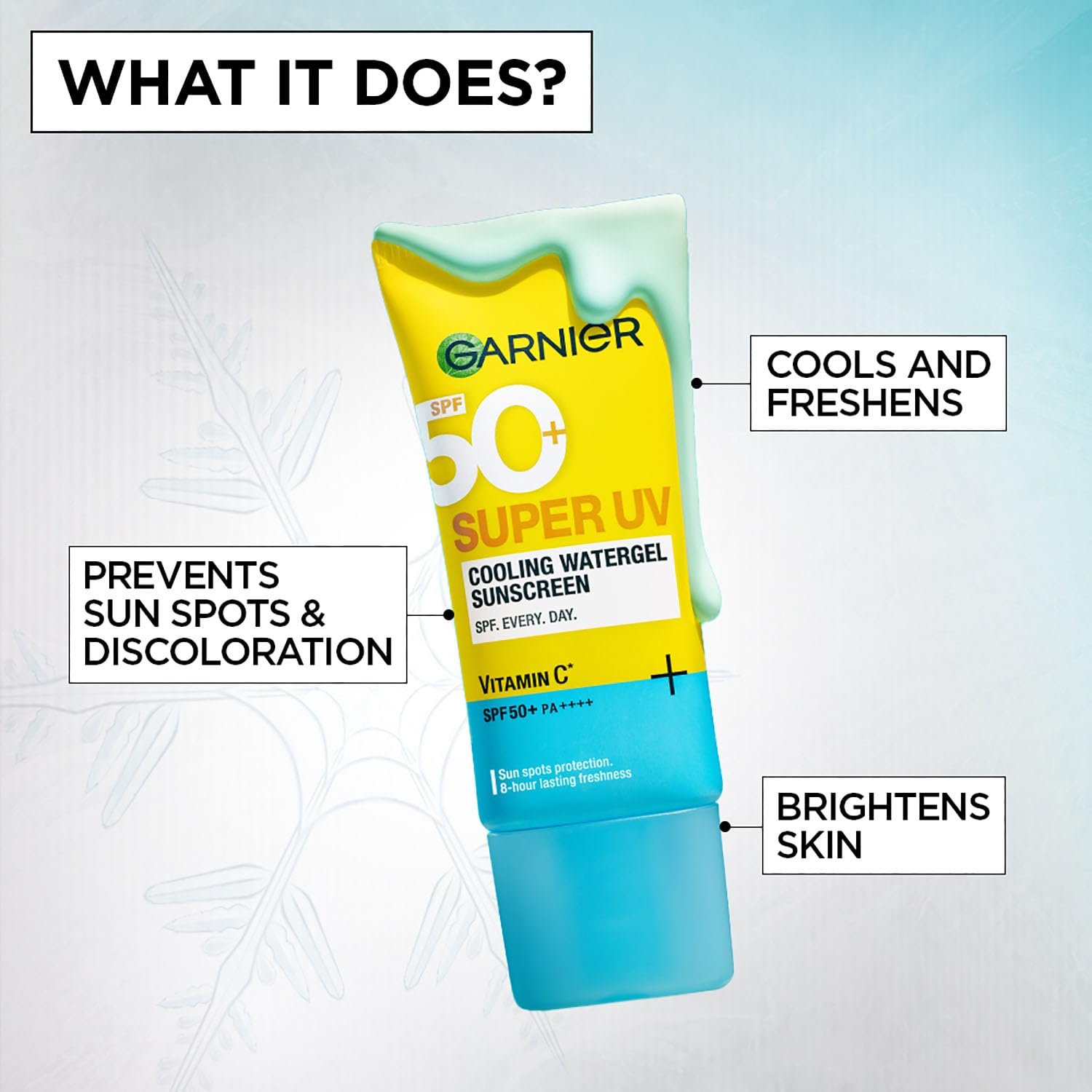 Garnier Super UV Cooling Watergel Sunscreen SPF 50 PA++++, 60ml Instant Cooling & 8-hr freshness | thumbnail