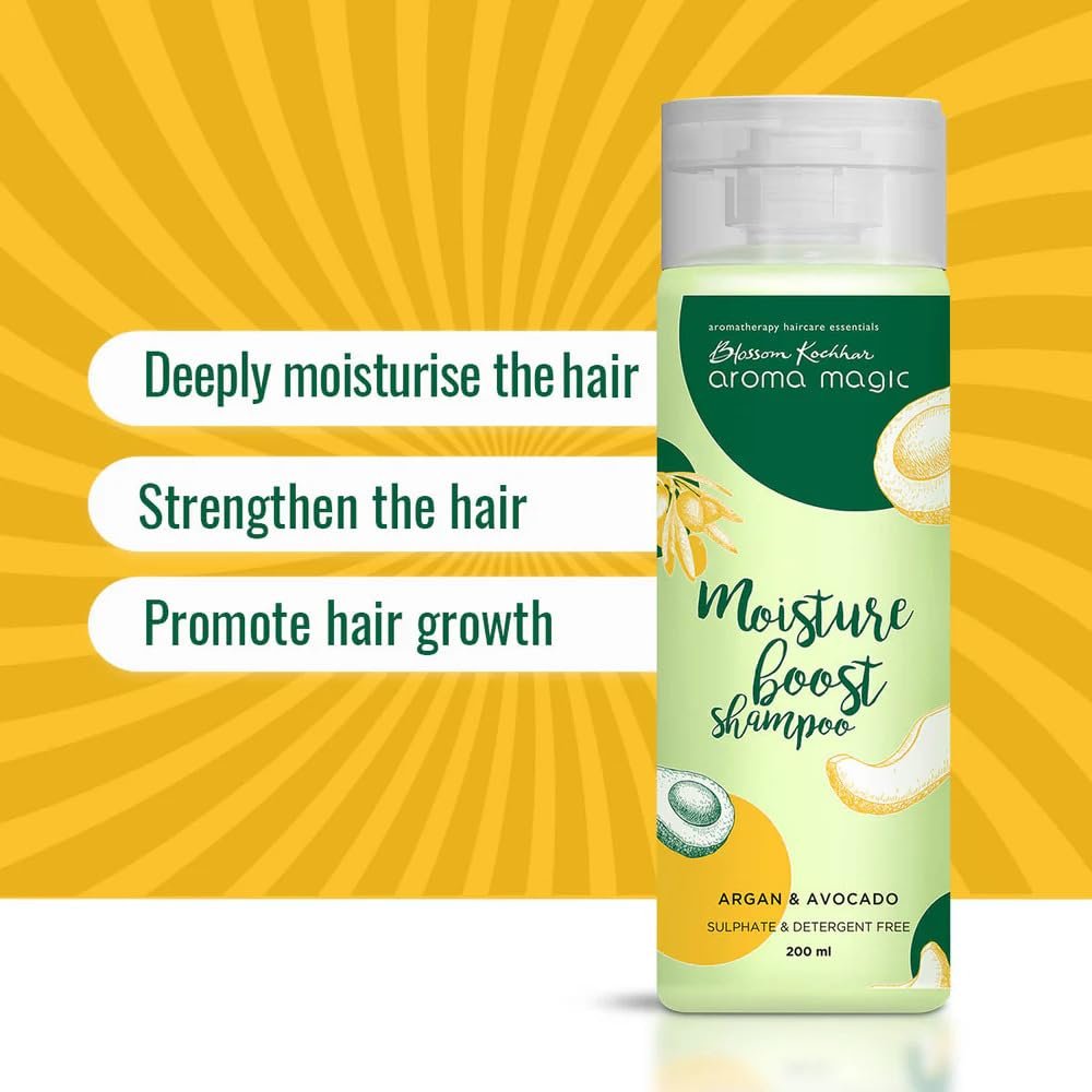 Aroma Magic Moisture Boost Shampoo for Dry & chemical treated hair| with Argan Oil, Avocado & Grapefruit Extracts | Helps in Deep Moisturizing, Strengthen & Growth of hair- 200ml thumbnail