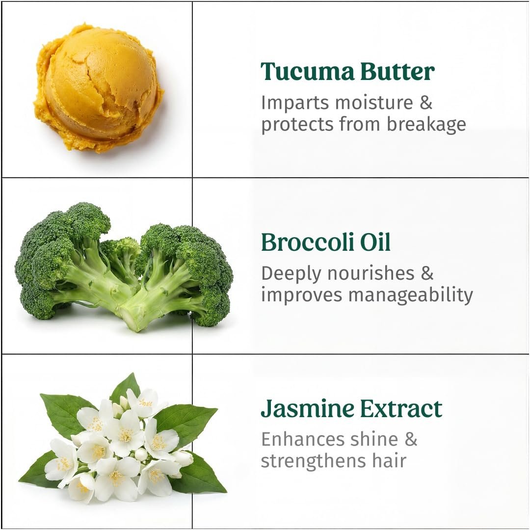 Vilvah Cream Conditioner for Dry & Frizzy Hair | Silicone-Free Hair Conditioner for Deep Conditioning, Frizz Control & Breakage Protection | With Tucuma Butter & Broccoli Oil |250ml thumbnail