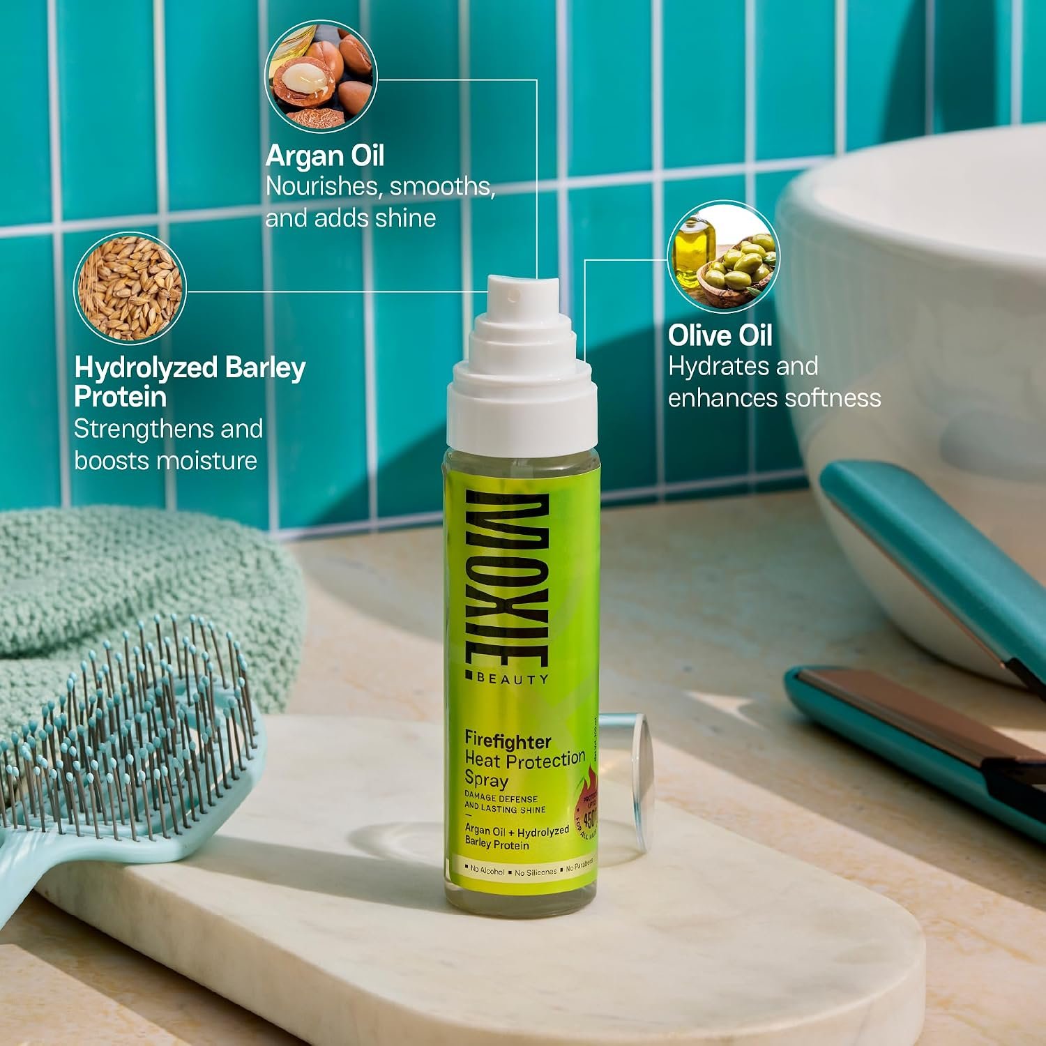Moxie Beauty Firefighter Heat Protection Spray with Argan & Olive Oil | 100ml thumbnail