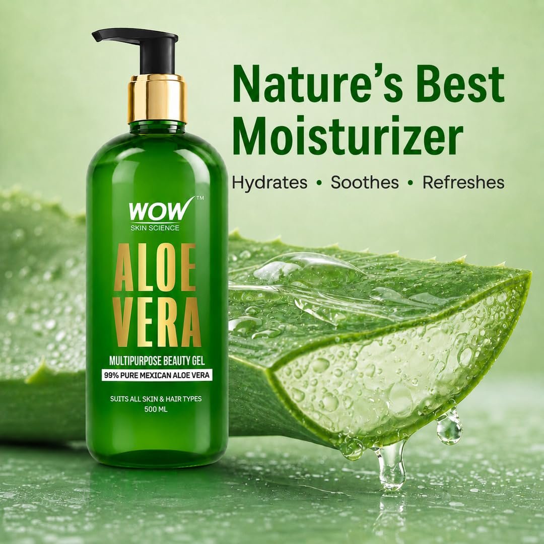 WOW Skin Science 99% Pure Aloe Vera Gel for Face, Skin & Hair - 500ml | Ultimate Gel For Glowing Skin | For Both Men and Women thumbnail