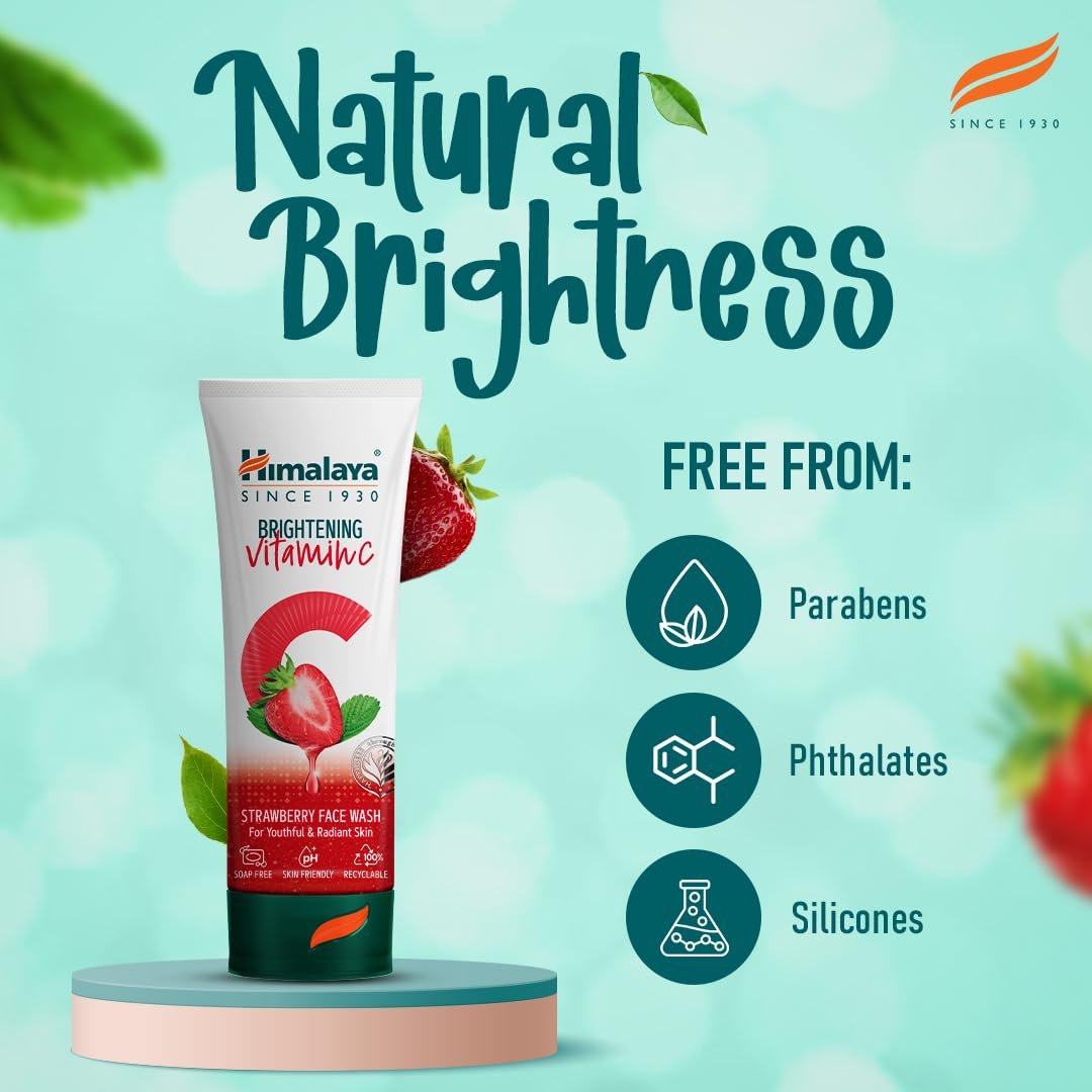 Himalaya Brightening Vitamin C Strawberry Face Wash | Vitamin C, Niacinamide & Strawberry | Brightness for Youthful Radiant Skin | 100ml thumbnail