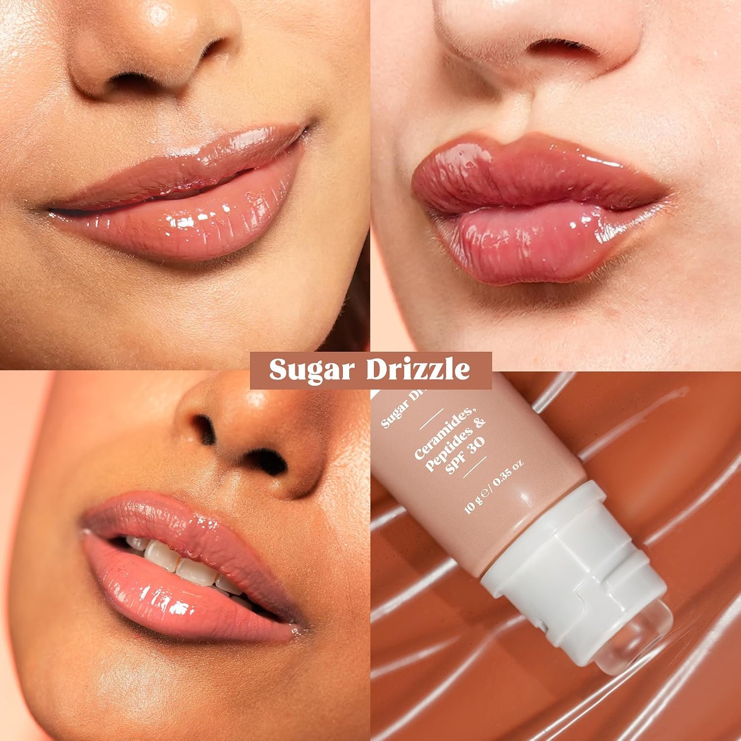 RENEE Juicy Fix Tinted Lip Balm- Sugar Drizzle | Shiny, Glossy Finish | Protects Lips With SPF 30 | Repairs & Nourishes Dry, Flaky Lips | With Peptides, Ceramides & Hyaluronic Acid | 10 g thumbnail