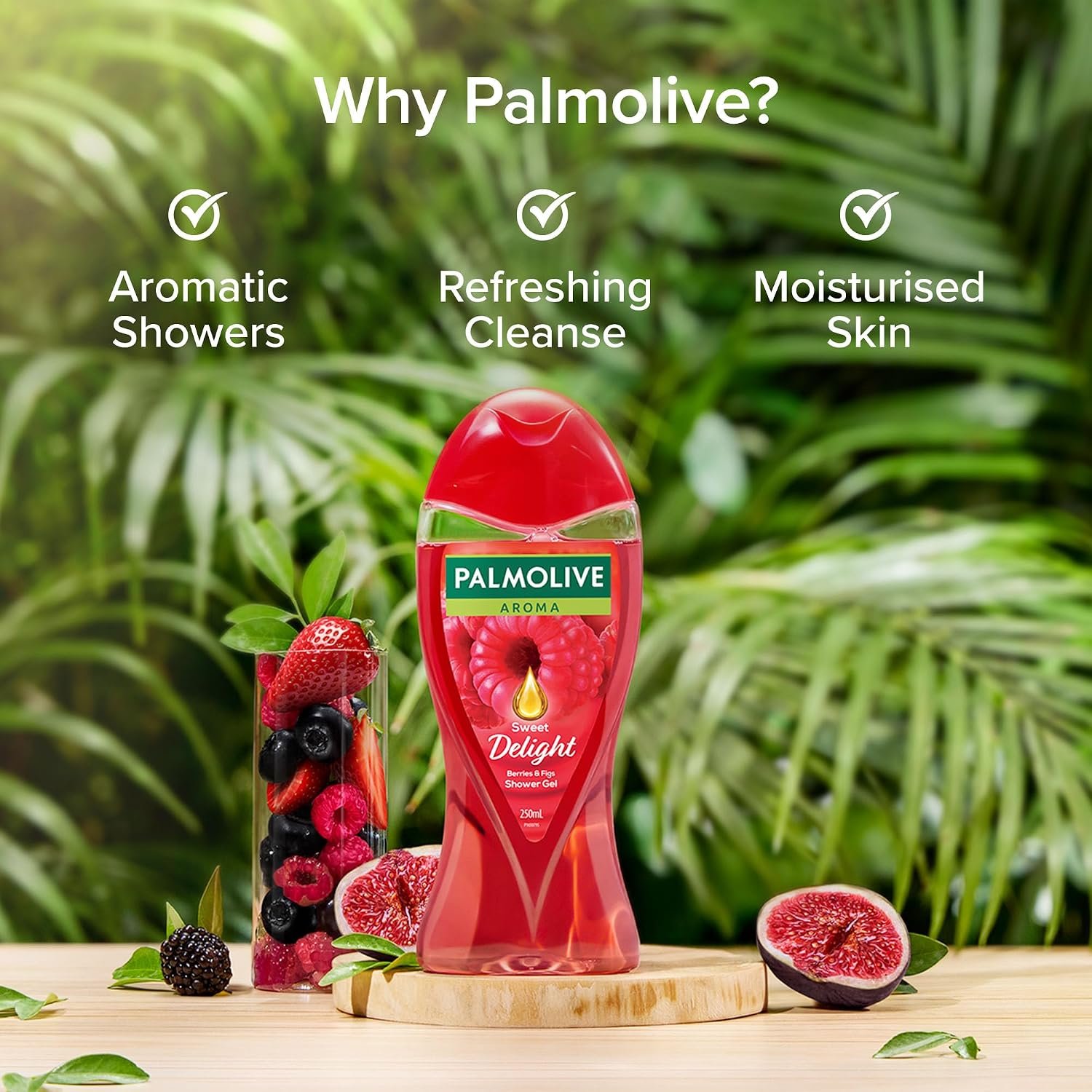 Palmolive Juicy Berries & Figs Aroma Sweet Delight Body Wash | Mood boosting fragrance | Nourishing | For naturally bright skin | No paraben & silicone, pH balanced, Body Wash 250ml thumbnail