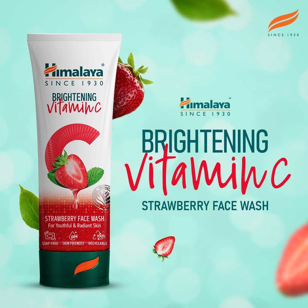 Himalaya Brightening Vitamin C Strawberry Face Wash | Vitamin C, Niacinamide & Strawberry | Brightness for Youthful Radiant Skin | 100ml thumbnail