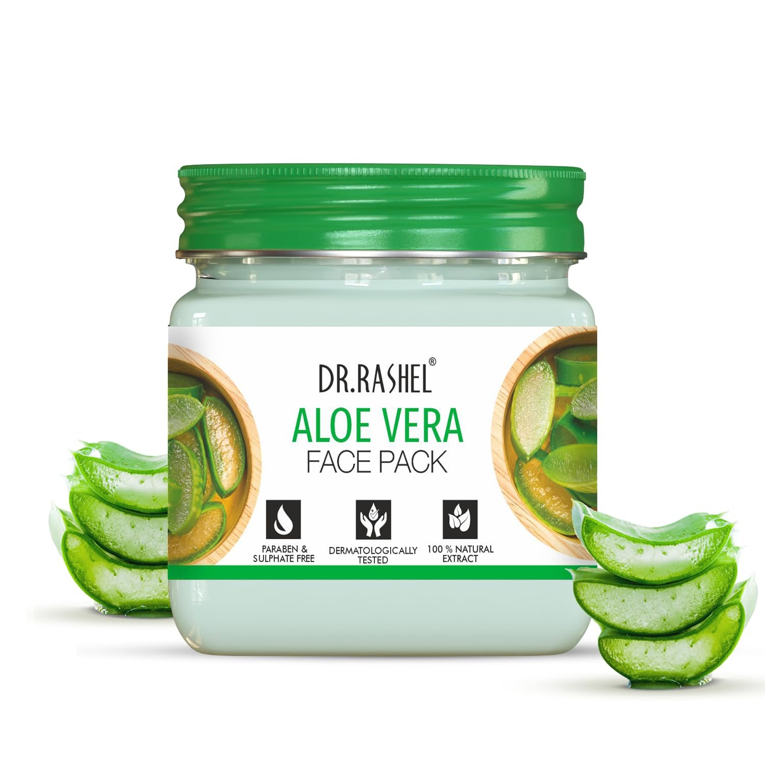 DR.RASHEL Aloe Vera Face Pack for Glowing Skin, Oil Control, Acne, Pimples, Detan, Blemishes, Pigmentation & Brightening, Face Cleansing for Face & Body (380 Ml) thumbnail