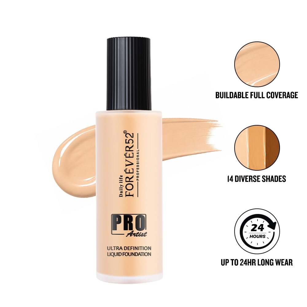 Daily Life Forever52 Pro Artist Ultra Definition Liquid Foundation | High-Pigment, Full Coverage, 24-Hour Wear, Waterproof & Sweatproof, Lightweight Hydrating, Oil-Free Formula thumbnail