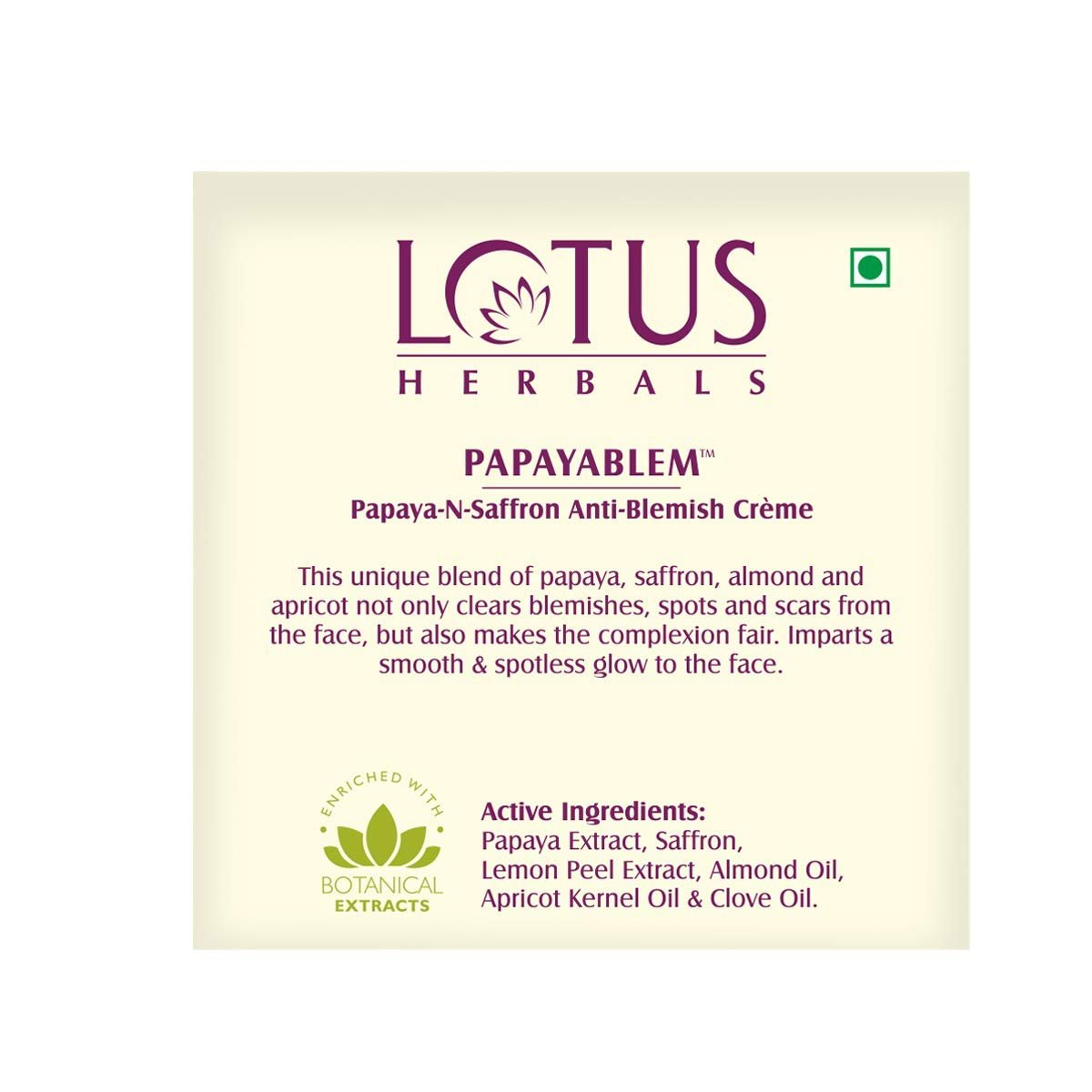 Lotus Herbals Papayablem Papaya & Saffron Anti-Blemish Cream 250g thumbnail