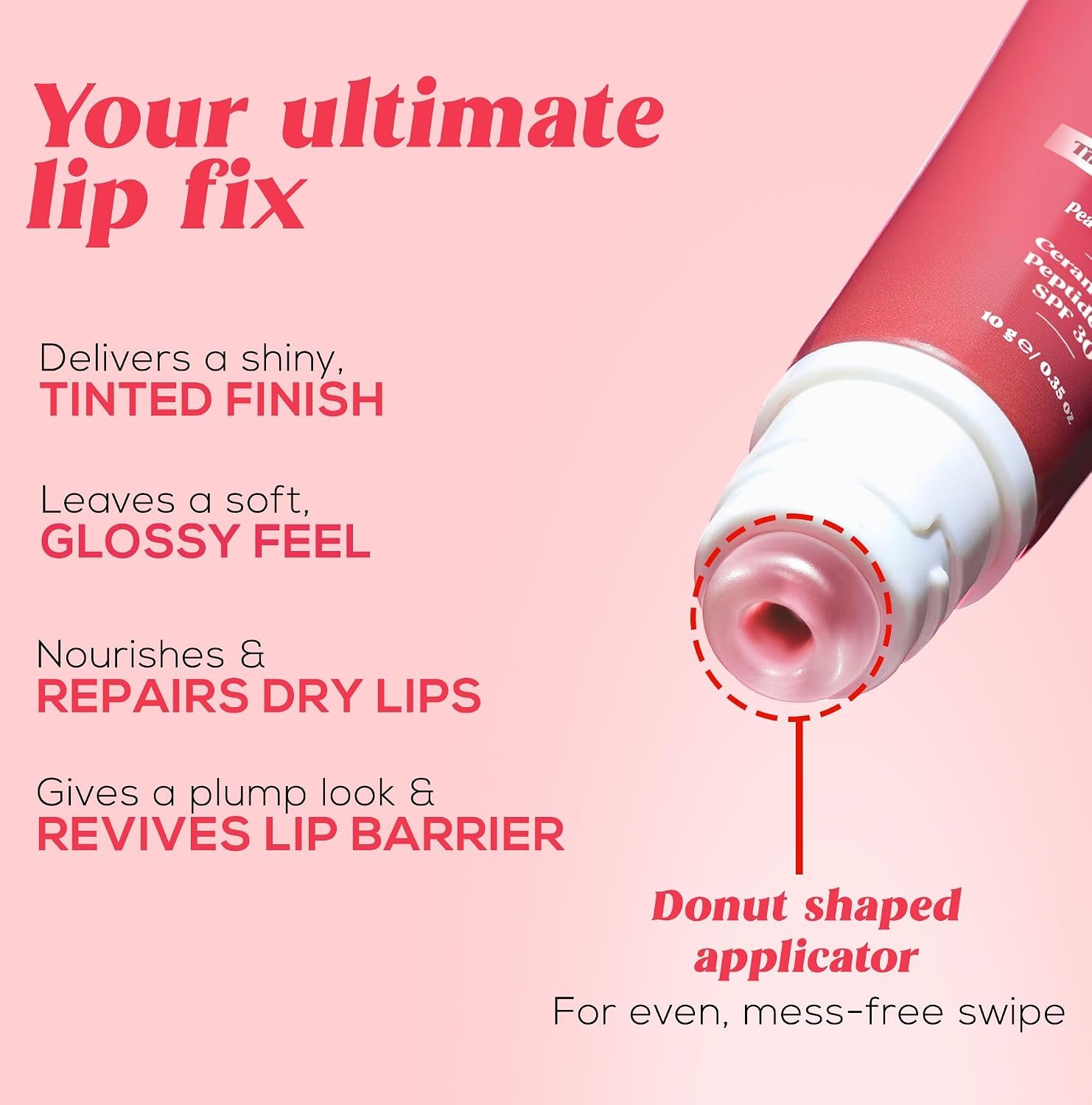 RENEE Juicy Fix Tinted Lip Balm- Peach Pop | Shiny, Glossy Finish | Protects Lips With SPF 30 | Repairs & Nourishes Dry, Flaky Lips | With Peptides, Ceramides & Hyaluronic Acid | 10 g thumbnail