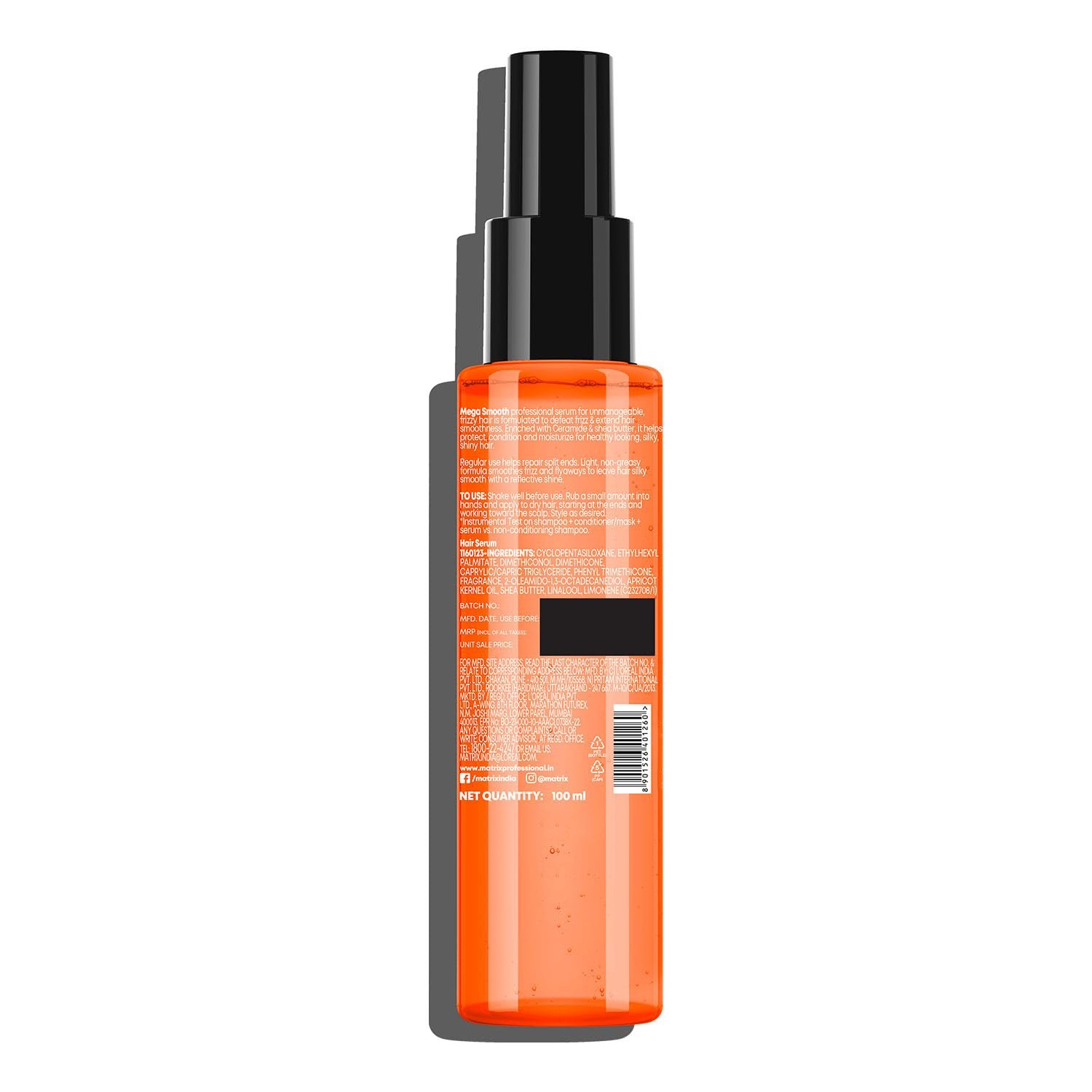 Matrix Professional Mega Smooth Anti-Frizz Serum with Shea Butter and Ceramides| Max Smoothness for 4 Days | Used by 1 Lakh Hairstylists*| For All Hair Types | 100ml thumbnail
