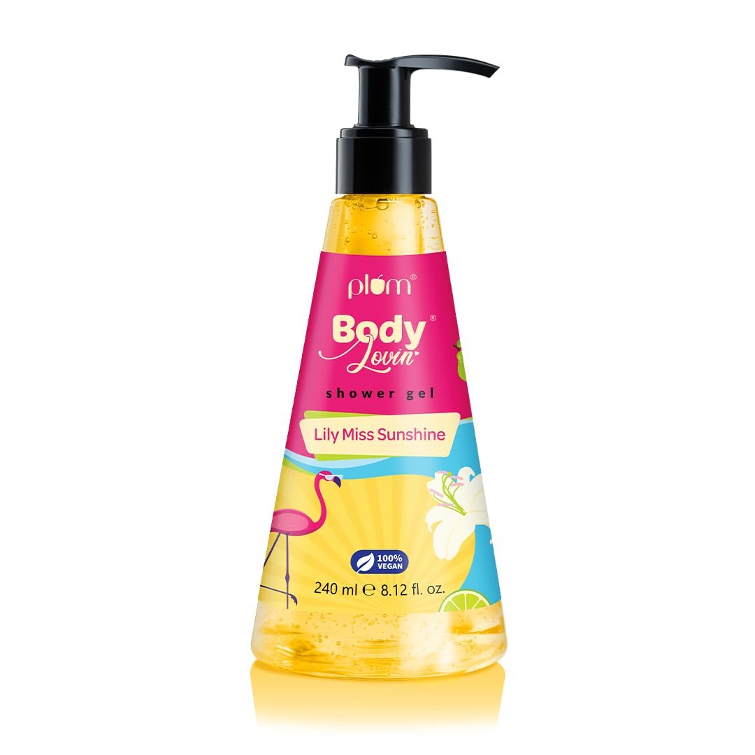 Plum BodyLovin' Lily Miss Sunshine Shower Gel | SLS Free Body Wash For Women | Long Lasting Fresh Fruity-Floral Fragrance | Aloe-Infused Nourishing Body Cleanser For Soft & Smooth Skin | 240