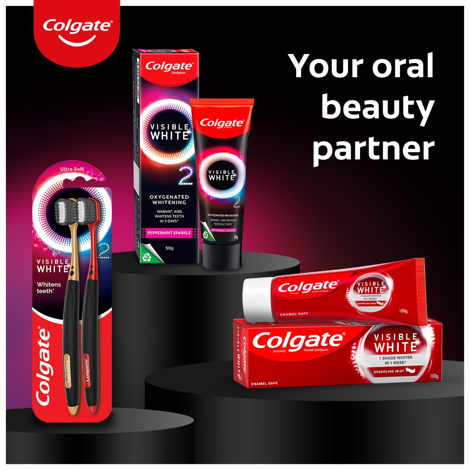 Colgate Visible White O2, Teeth Whitening Toothpaste (25g) for noticeably whiter teeth starting in 3 days with Active Technology, Enamel Safe Teeth Whitening & Fresh Breath thumbnail