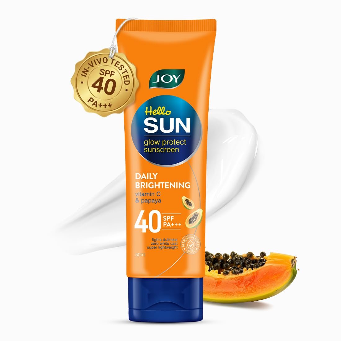 Joy Hello Sun Extreme Protection Sunscreen SPF 40 (50ml) | INVIVO Tested | 97% Sun Protection, Prevents Skin Darkening | Lightweight, Water Resistant | No White Cast | For All Skin Types