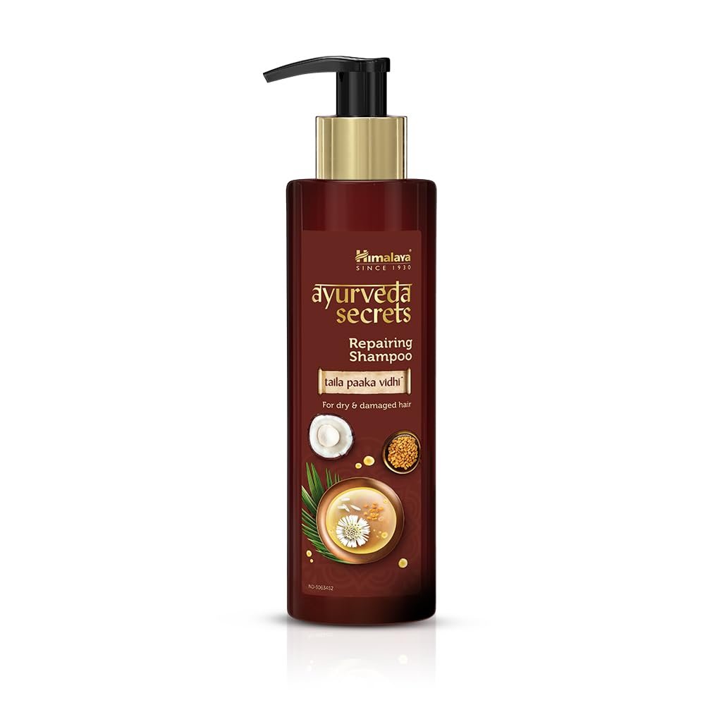 Himalaya Ayurveda Secrets Repairing Shampoo for Dry & Frizzy Hair| 10× Damage Repair and Bond Repair with Bhringa, Coconut | Paraben Free | 200 ml