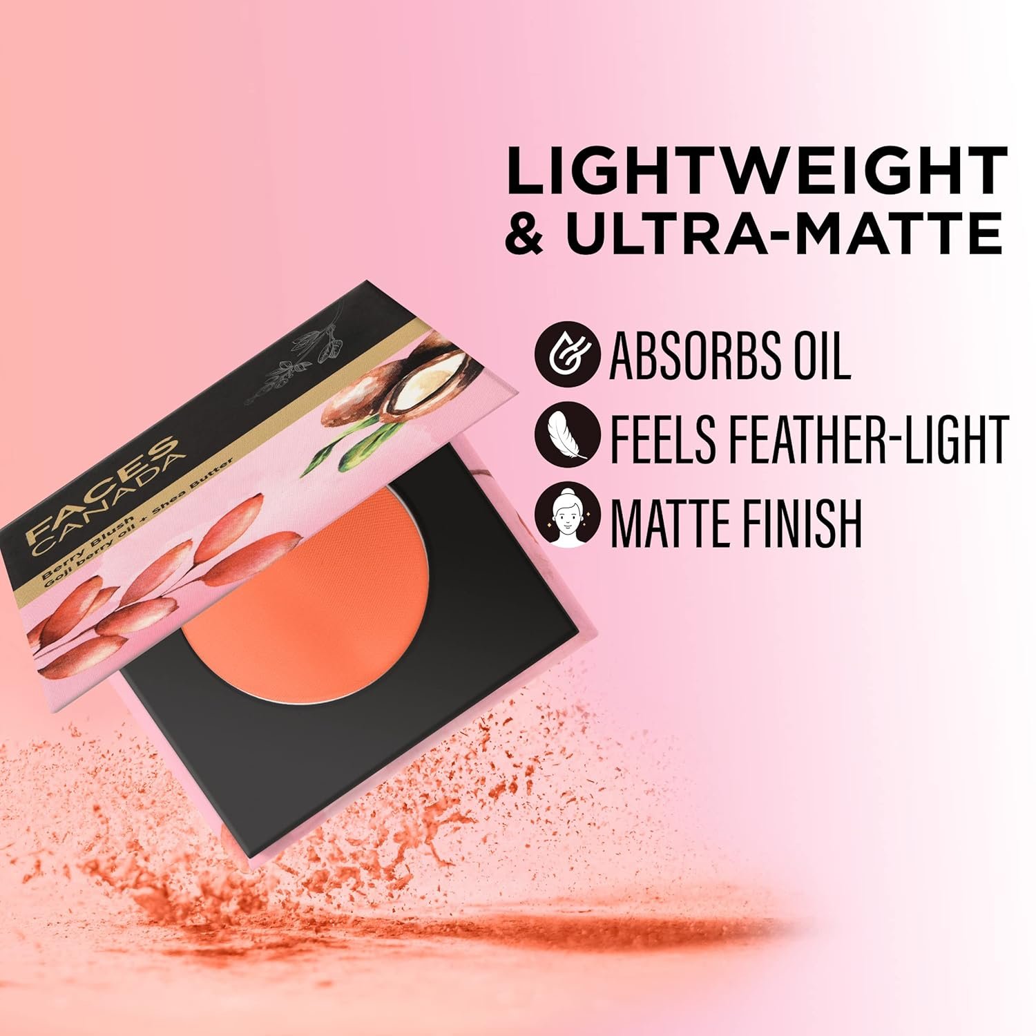 FACES CANADA Berry Blush - Hop To The Beach 01, 4g | Lightweight Long Lasting Ultra-Matte HD Finish |  Absorbs Oil | Shea Butter | Vitamin A & C thumbnail
