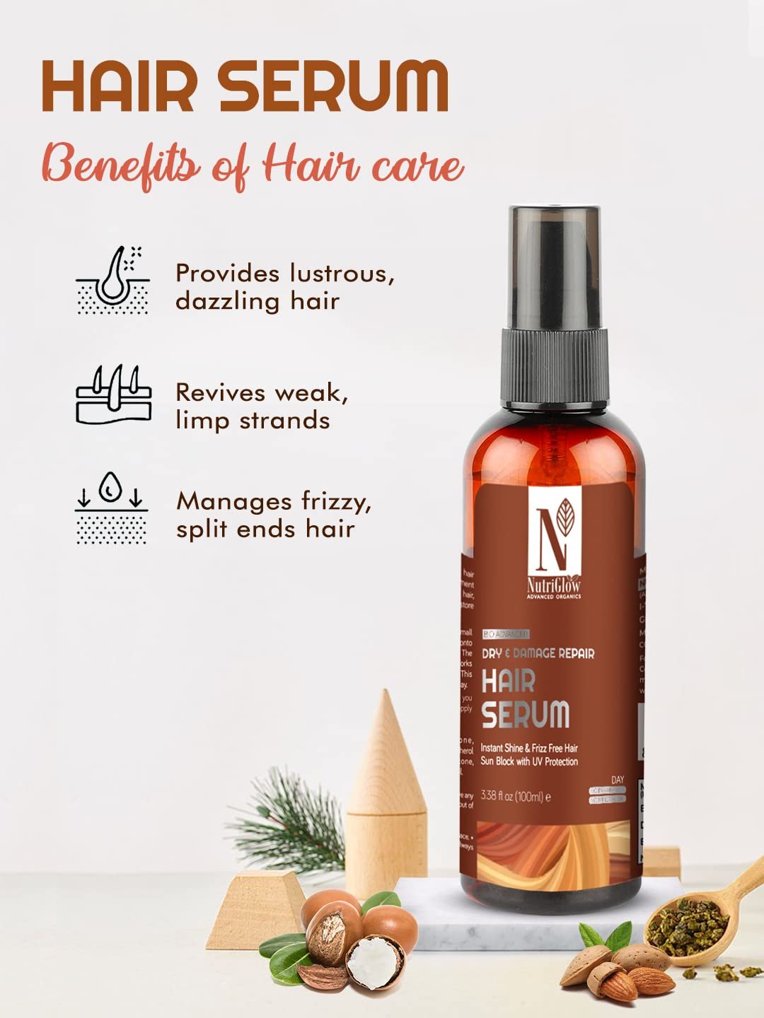 NUTRIGLOW Advanced Organics Dry & Damage Repair Hair Serum 100ml thumbnail