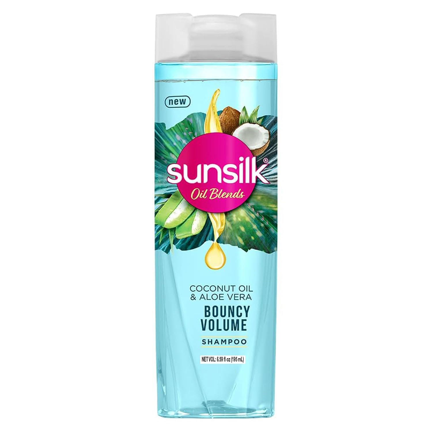 Sunsilk Coconut Oil & Aloe Vera Bouncy Volume Oil Blends Shampoo | Volume Shampoo | With No Added Parabens | 195 ML