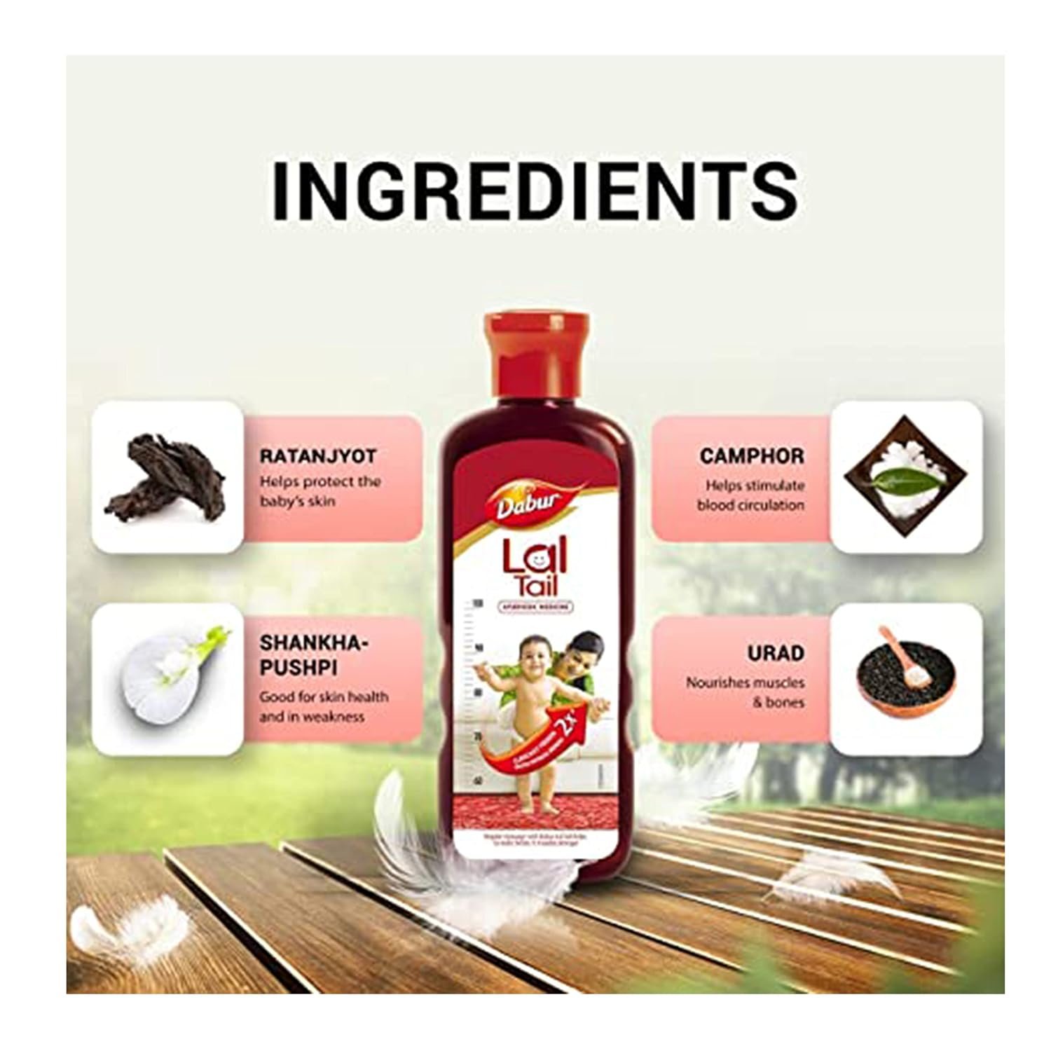 Dabur Lal Tail : Ayurvedic Baby Oil|Clinically Tested 2x Faster Physical Growth for Stronger Bones and Muscles- 200 ml thumbnail