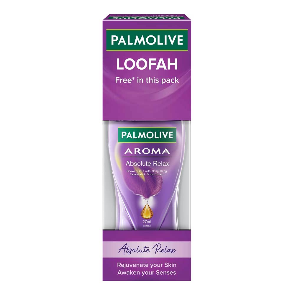 Palmolive Aroma Absolute Relax Body Wash, 250ml Shower Gel Single Bottle with a Free Loofah, 100% Natural Ylang Ylang Essential Oil & Iris Extracts for a Soft and Smooth Skin thumbnail