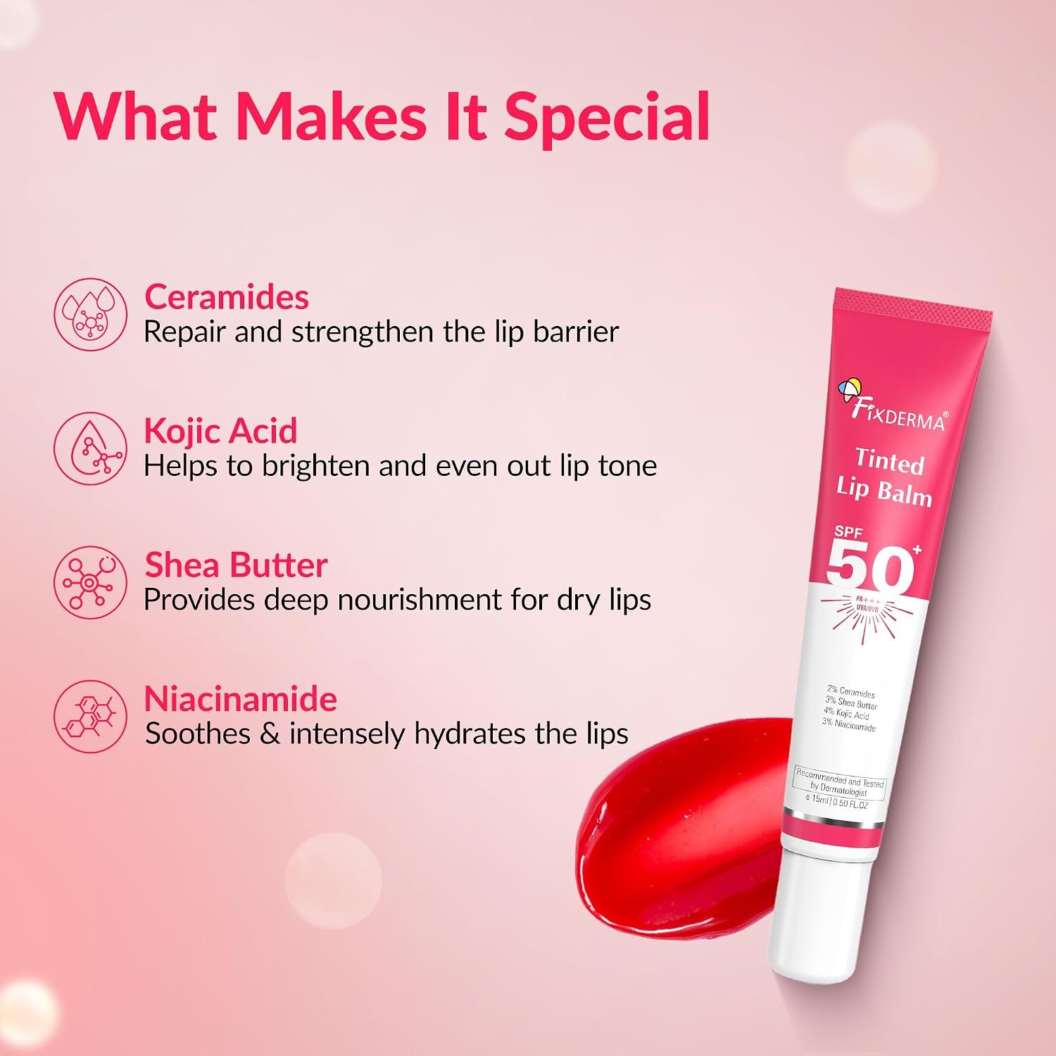 Fixderma Tinted Lip Balm With Vitamin C And Vitamin E | Lip Balm For Dark & Dry Lips & Chapped Gloss For Women & Men - 15ml thumbnail