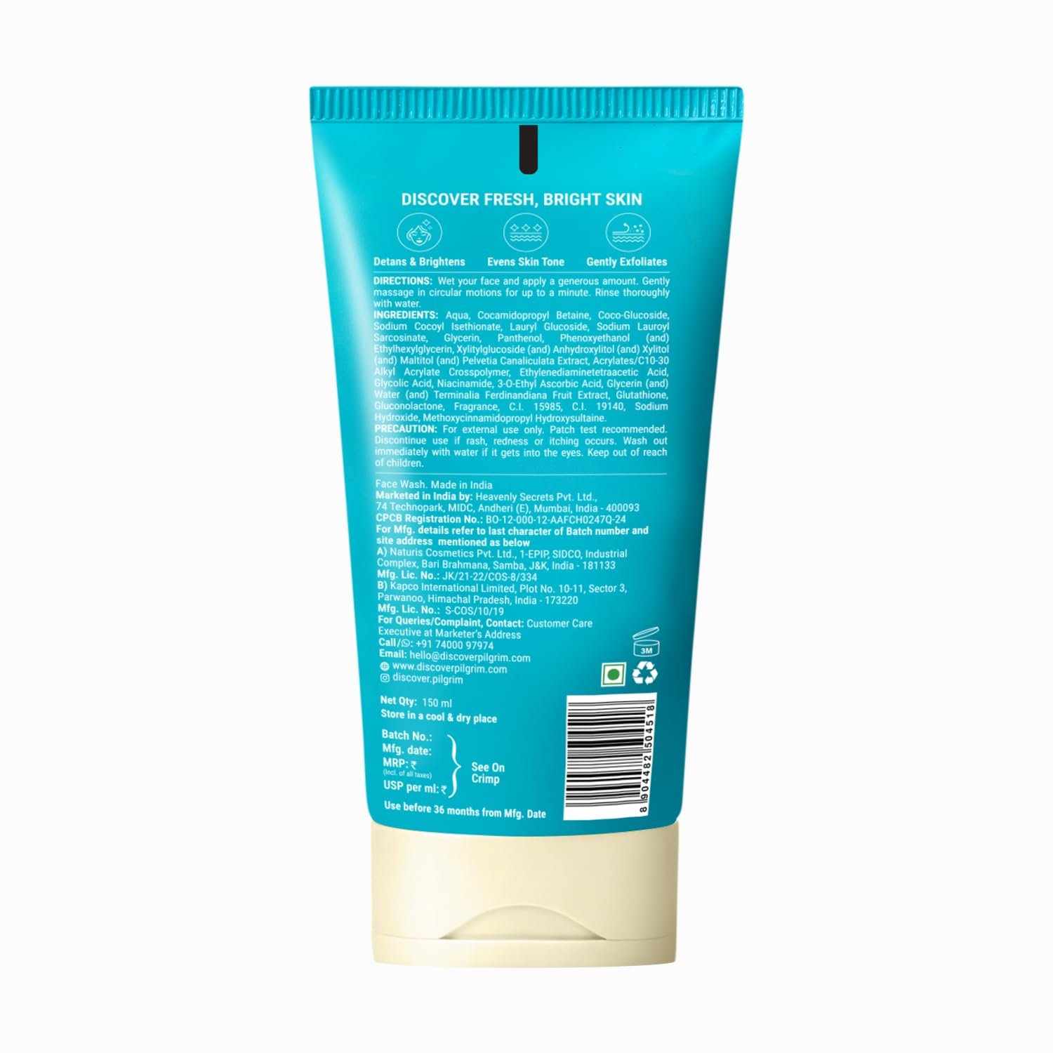 Pilgrim Vitamin C Brightening Gel Face Wash For Glowing Skin - 150ml Triple Glow with Niacinamide & Glutathione, Australian Kakadu Plum, Deep Cleanse, Brightens, Even Tone & Gently Exfoliate thumbnail