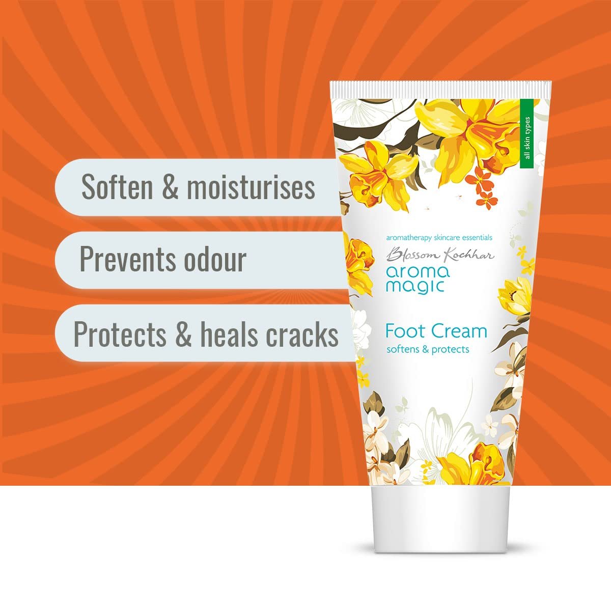 Aroma Magic Foot Cream 50gm | Softens, Moisturises & Heals Cracked Heels | With Shea Butter, Coconut Oil, Apricot Oil, Mint & Tea Tree | Repairs Dry, Tired Feet | Non-Greasy, Paraben-Free thumbnail