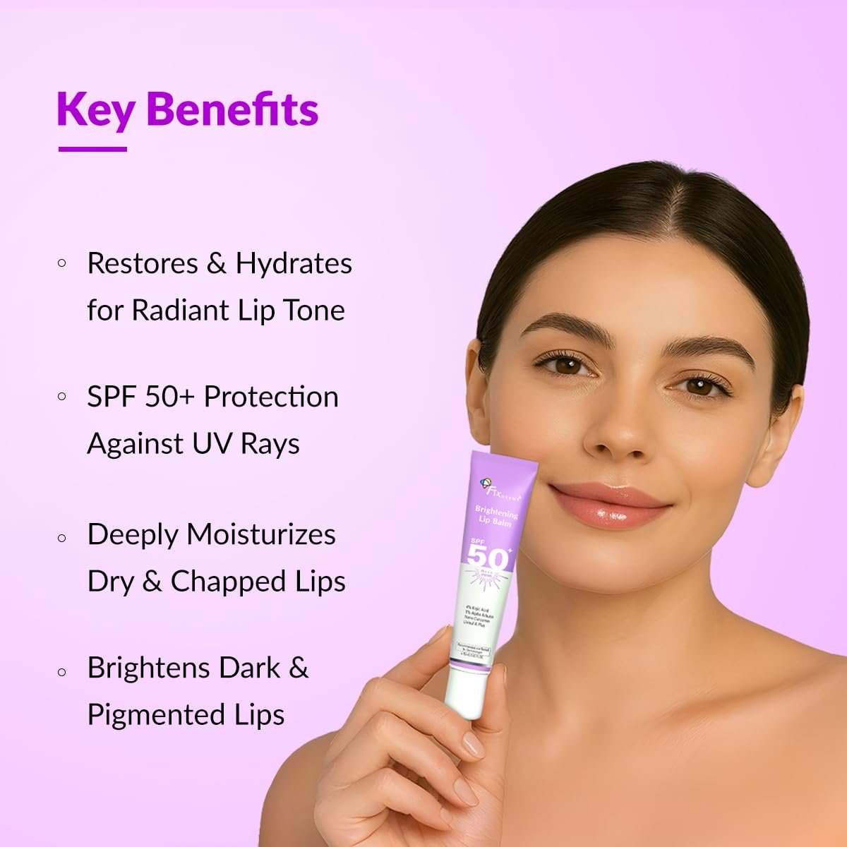 Fixderma Brightening Lip Balm With SPF 50 PA+++ for Pigmented & Dry Lips | 4% Kojic Acid, 1% Alpha Arbutin | Moisturizes, Hydrates & Brightens Pigmented Lips | For Men & Women - 15ml thumbnail