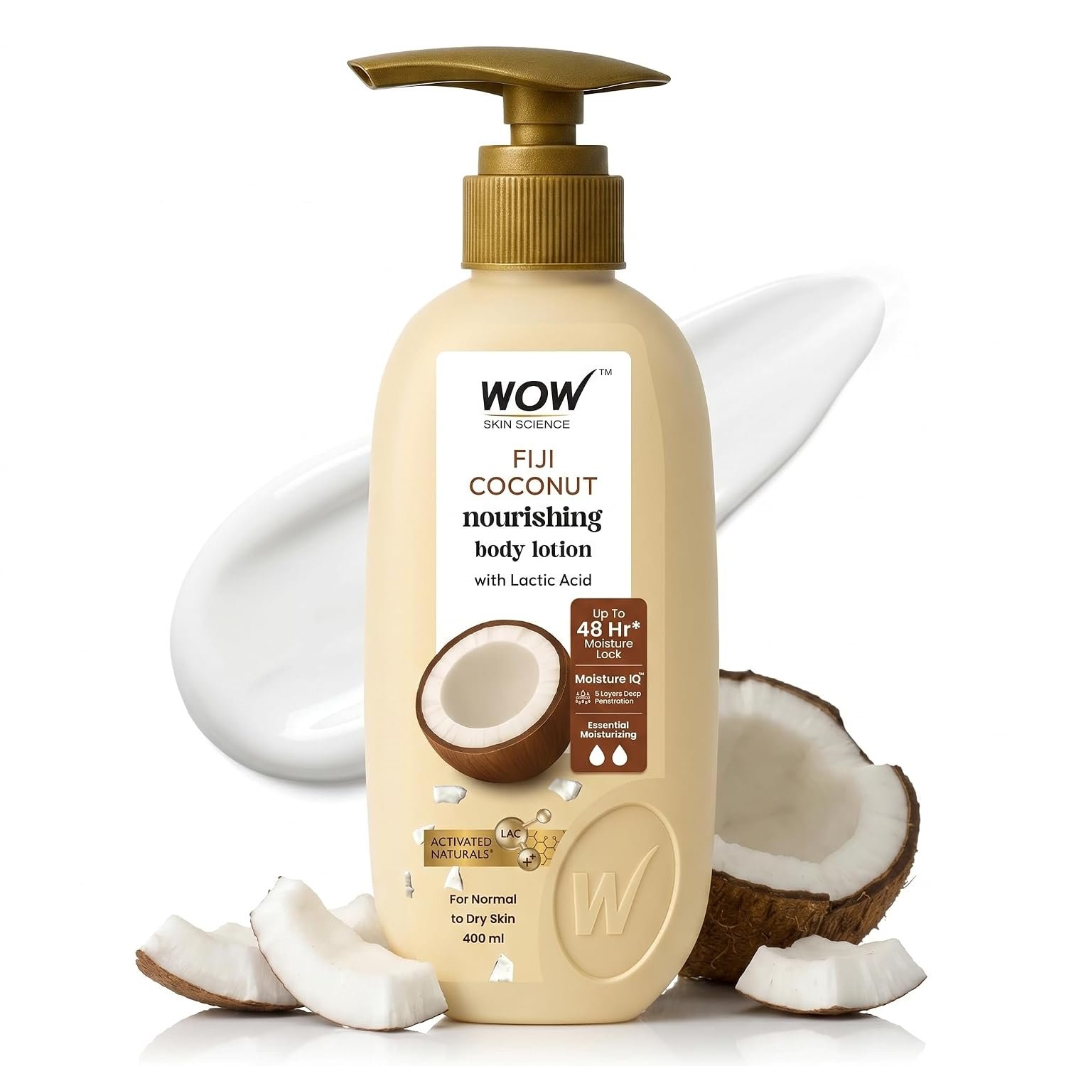 WOW Skin Science Coconut Milk & Argan Oil Body Lotion - Medium Hydration - No Mineral Oil, Parabens, Silicones, Color & PG - 400ml