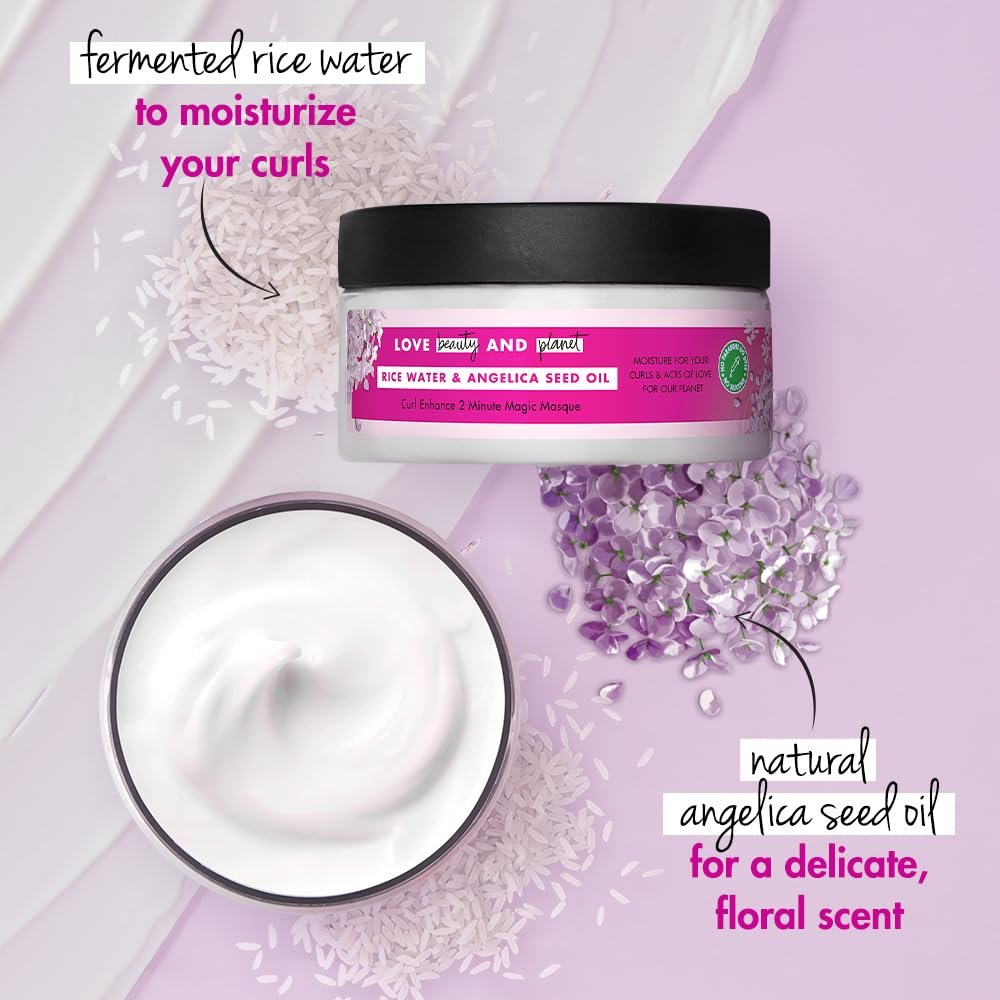 Love Beauty & Planet Rice Water & Angelica Seed Oil Curl Care Hair Mask | Deep Conditioning Treatment for Soft, Defined & Frizz-Controlled Curls | Silicone-Free & Paraben-Free | 200ml thumbnail