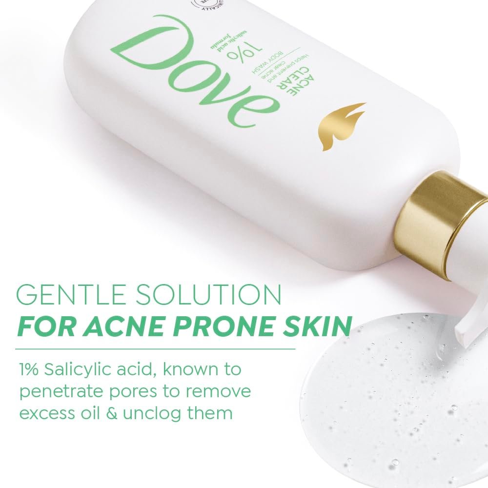 DOVE Acne Clear Serum Body Wash, 300 ml, for Clearer Skin, with 1% Salicylic Acid, Reduces Blemishes and Breakouts, Sulfate-Free, Dermatologist Approved thumbnail