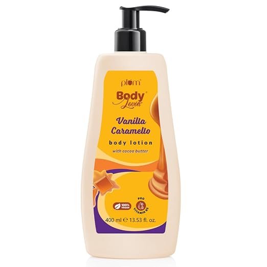 Plum BodyLovin' Vanilla Caramello Body Lotion | Cocoa Butter & Vitamin B5 for Deep Moisturization | Warm & Cozy Vanilla Fragrance - 400ml