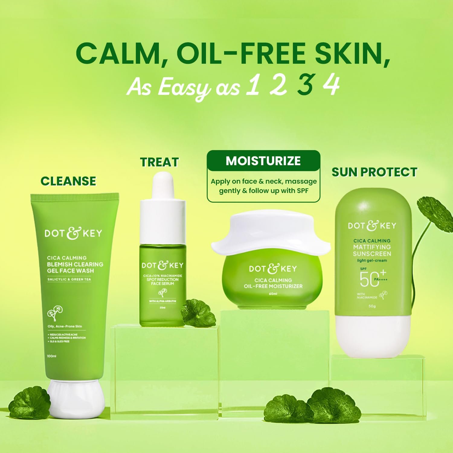 Dot & Key Cica + Niacinamide Oil-Free Gel Moisturizer For Face, Controls Excess Oil, For Oily, Acne-Prone Skin, Reduces Redness & Skin Irritation, Fades Dark Spots & Acne Mark | 60ml thumbnail
