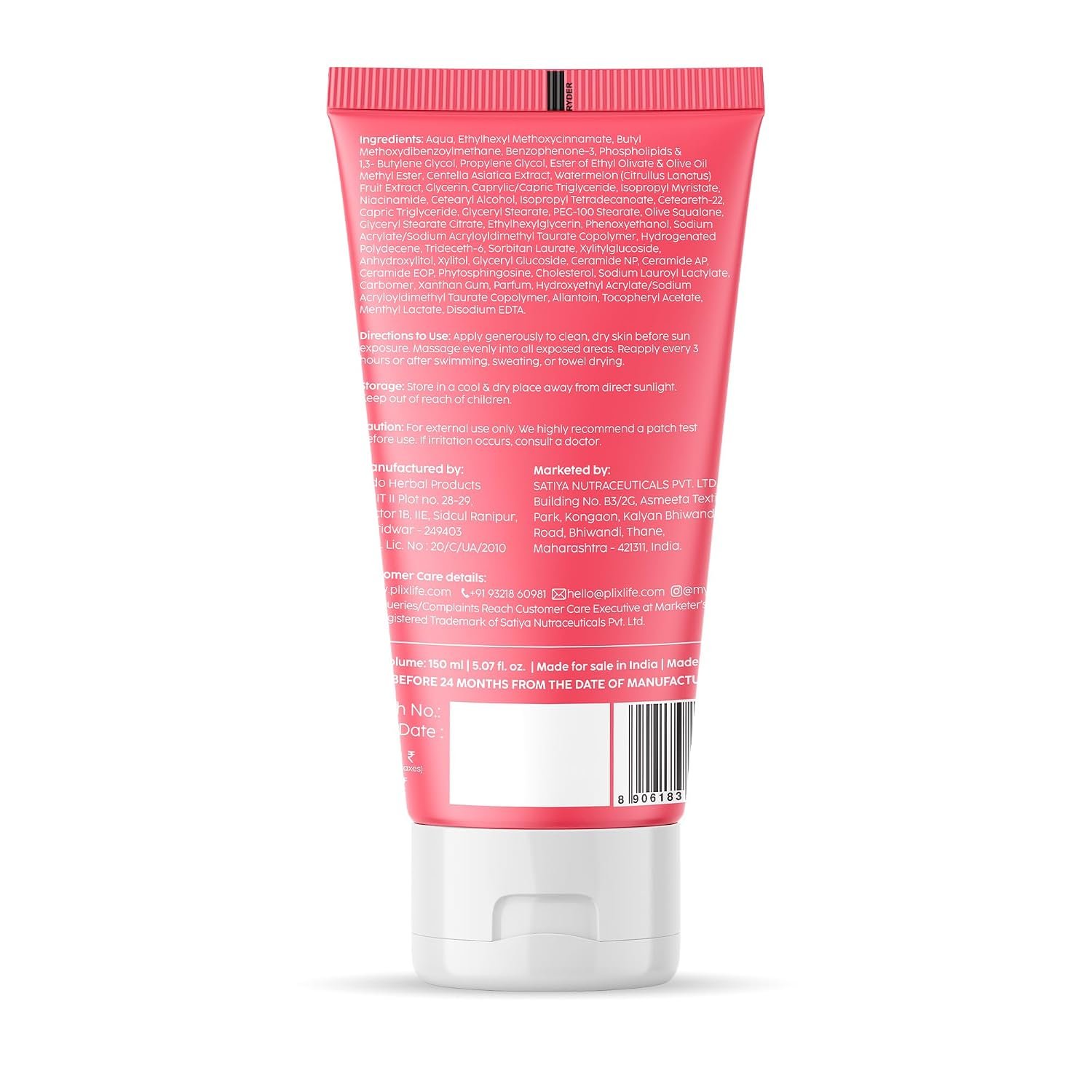 PLIX - THE PLANT FIX Watermelon Hydra-Cool Sunscreen Body Lotion With SPF 50 | PA++++ | Ceramides, Cica, Aquaxyl & Frescolat® ML | Lightweight 2-in-1 Body Lotion + Sunscreen (Pack of 1, 150m thumbnail