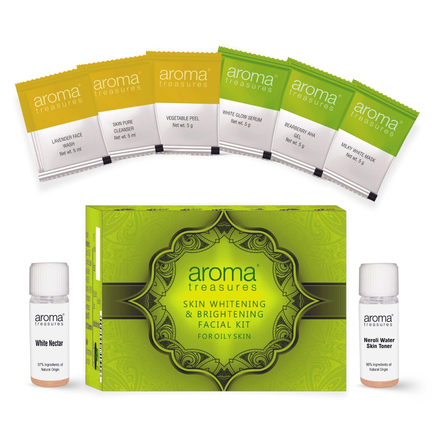 Aroma Treasures Skin Whitening And Brightening Facial Kit For Oily Skin thumbnail