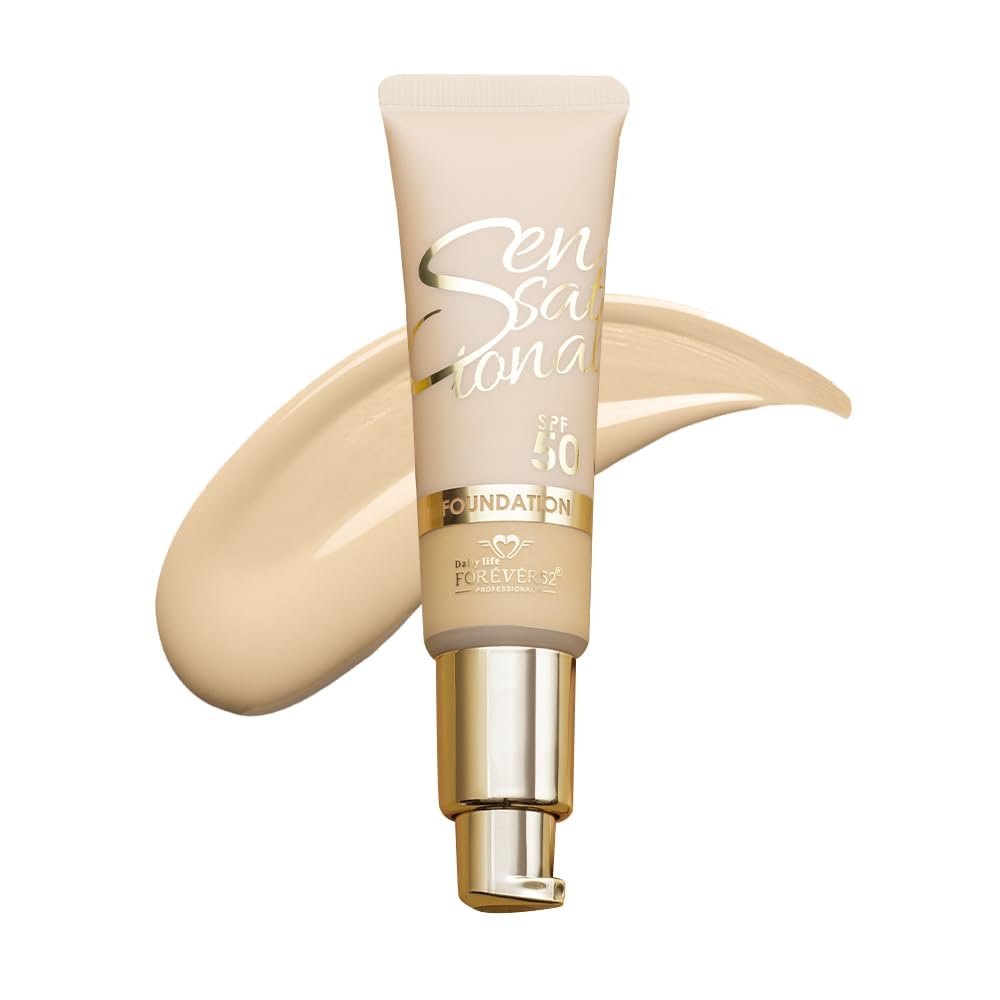 Daily Life Forever52 Sensational SPF 50+ Foundation (White Peach-04, 30ML) Enriched with Hyalorinic Acid. Niacinamide and Vitamin E| Upto 12Hrs Longlasting Radiant Finish