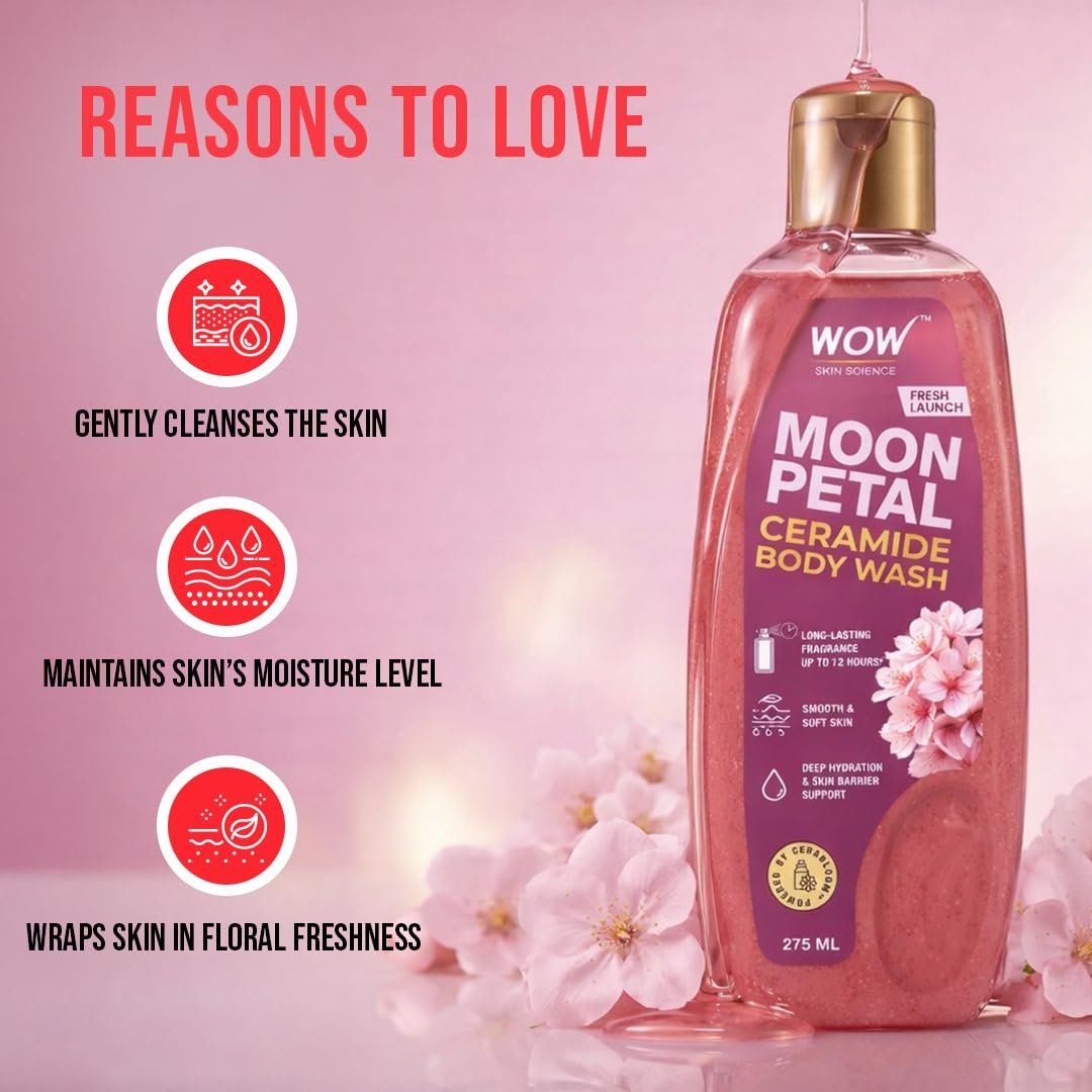 WOW Skin Science Moon Petal™ Ceramide Body Wash | Ceramide for Deep Hydration & Skin Barrier Support | Cherry Blossom Infused for Soft, Silky Skin | 275ml thumbnail