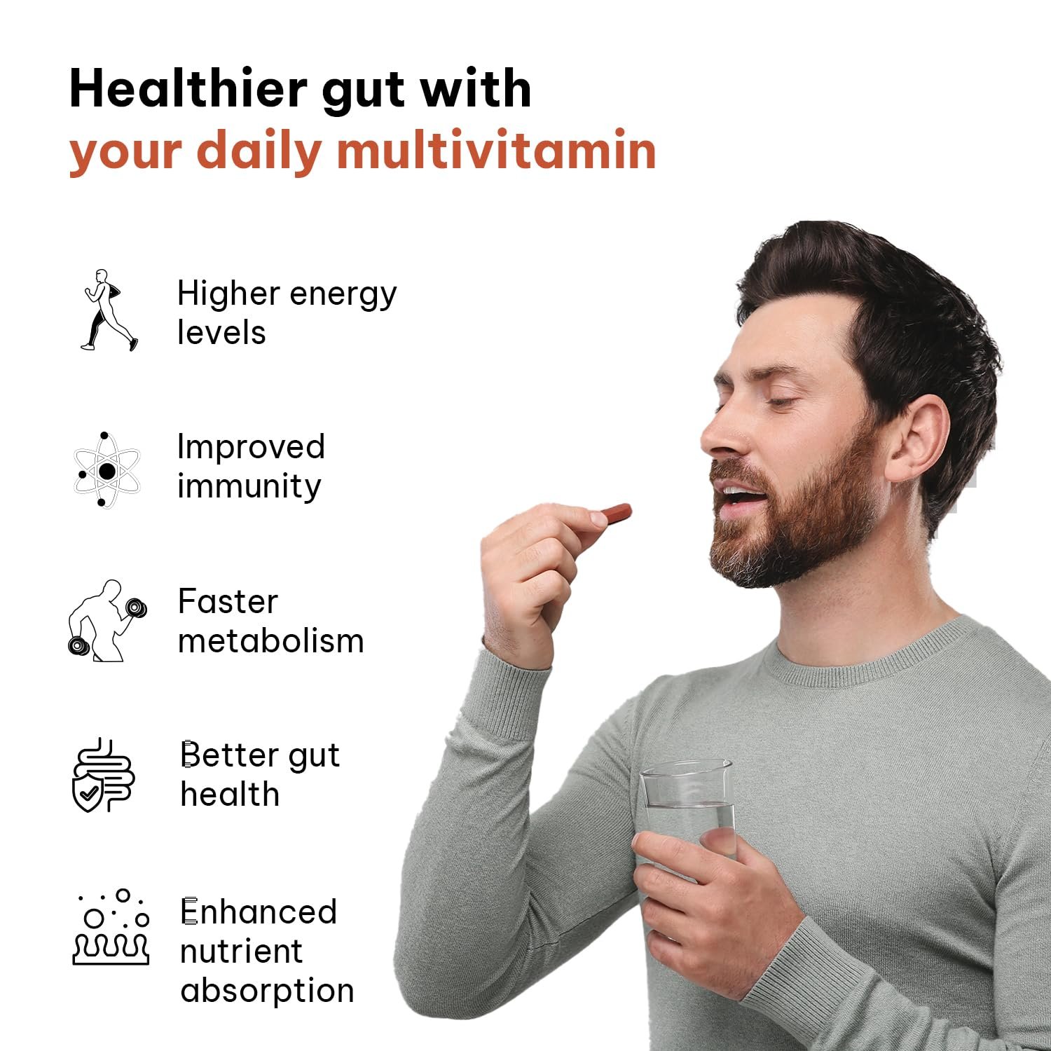 hk vitals Multivitamin with Probiotics, 60 Tablets With Vitamins C, B, D & Zinc | Supports Immunity & Gut Health thumbnail